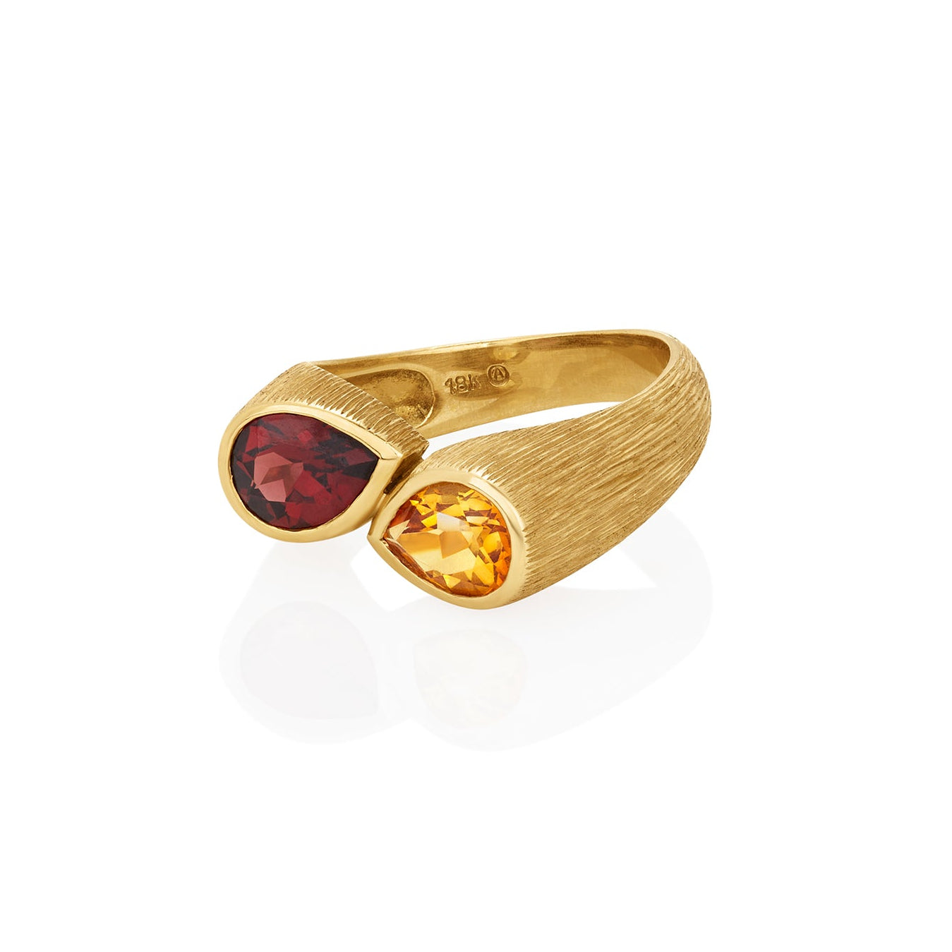 Garnet Citrine Bypass Ring In 18k