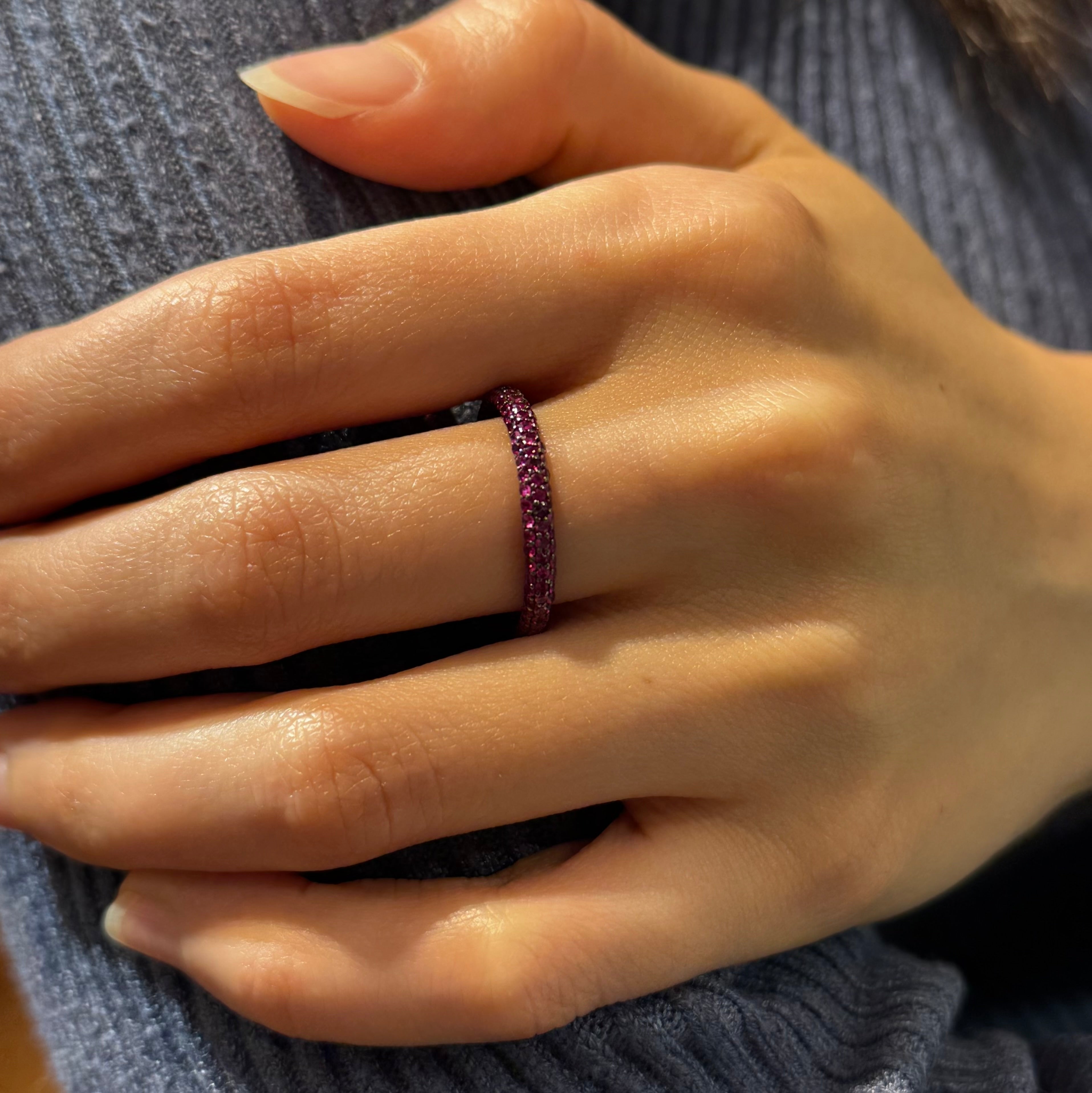 Ruby Or Sapphire Rows Silver Ring
