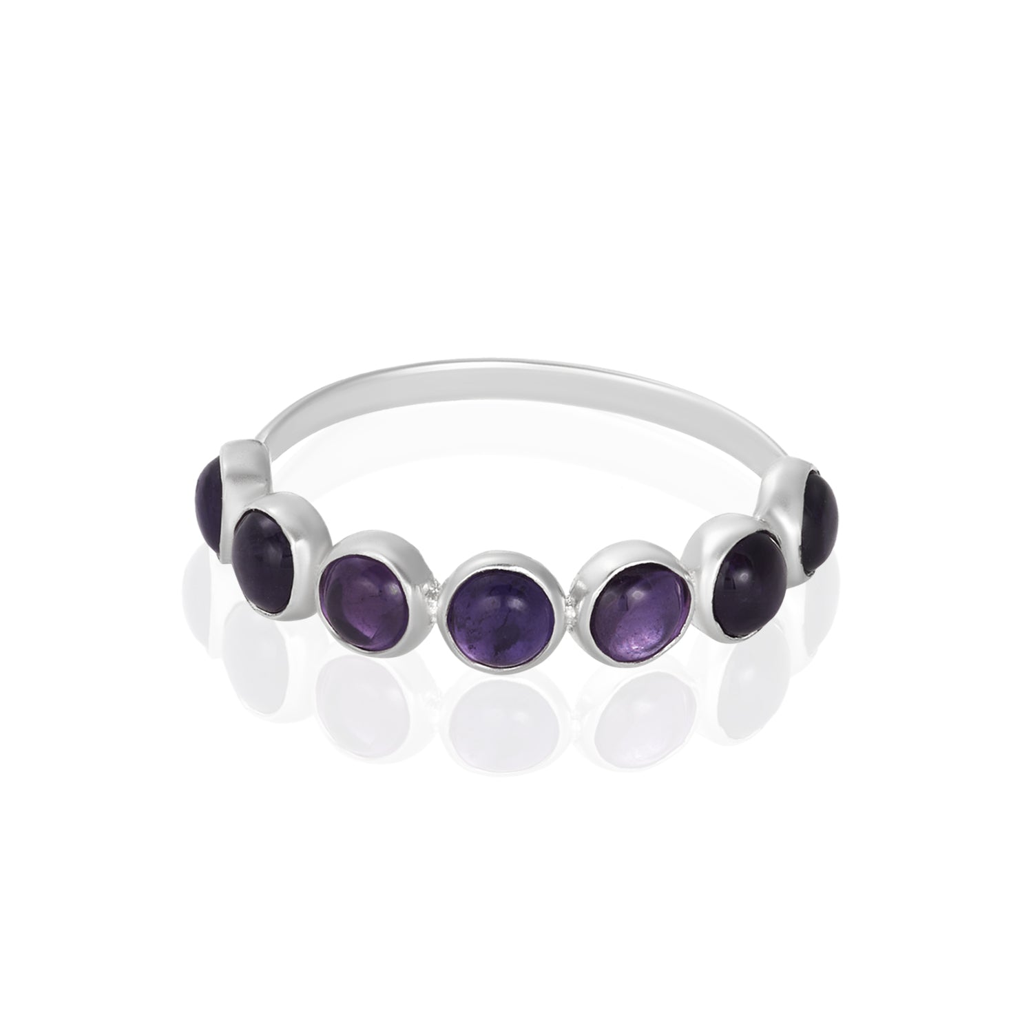 Amethyst Cabochon Beaded Ring