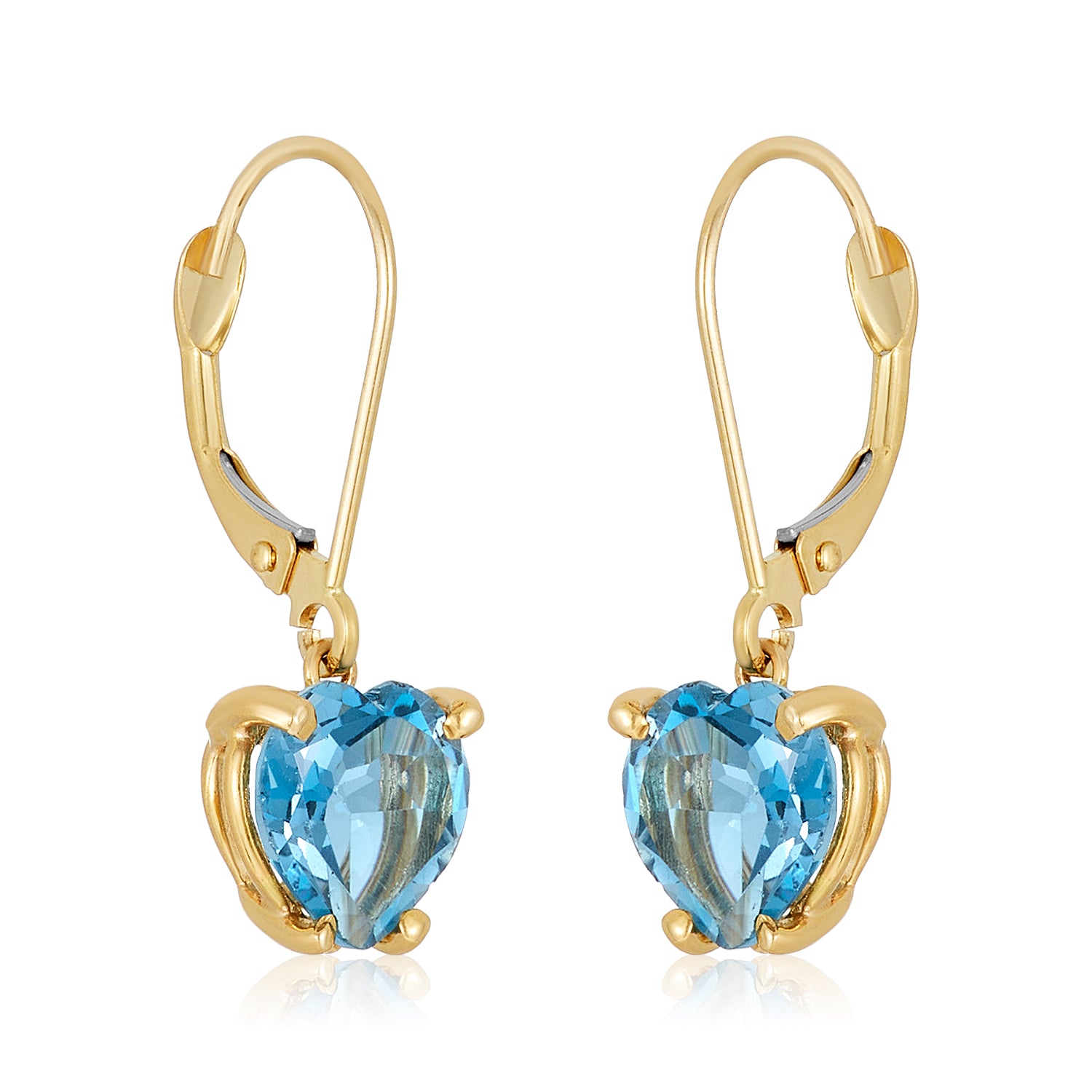 Hearty London Blue Earrings with Lever back in 14k