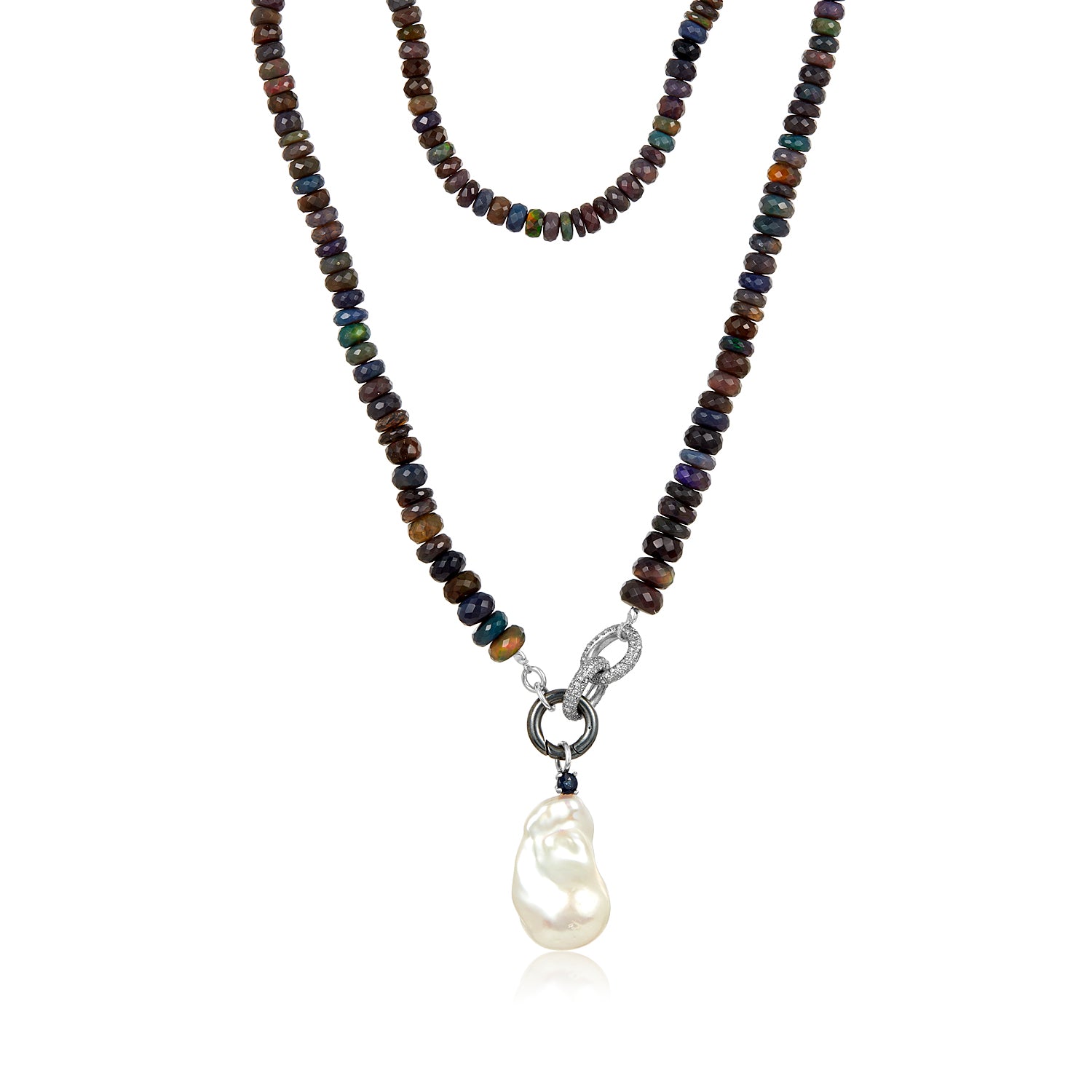 Australian Opal Necklace With Pearl Pendant