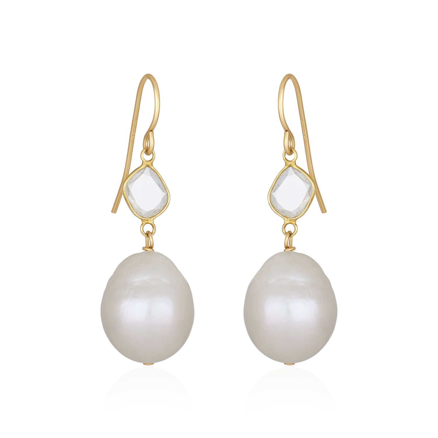 Moissanite Or Diamond Slice With Pearl Drop Earrings