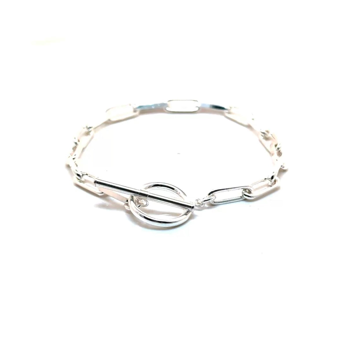Mixed Metal Paperclip Toggle Bracelet