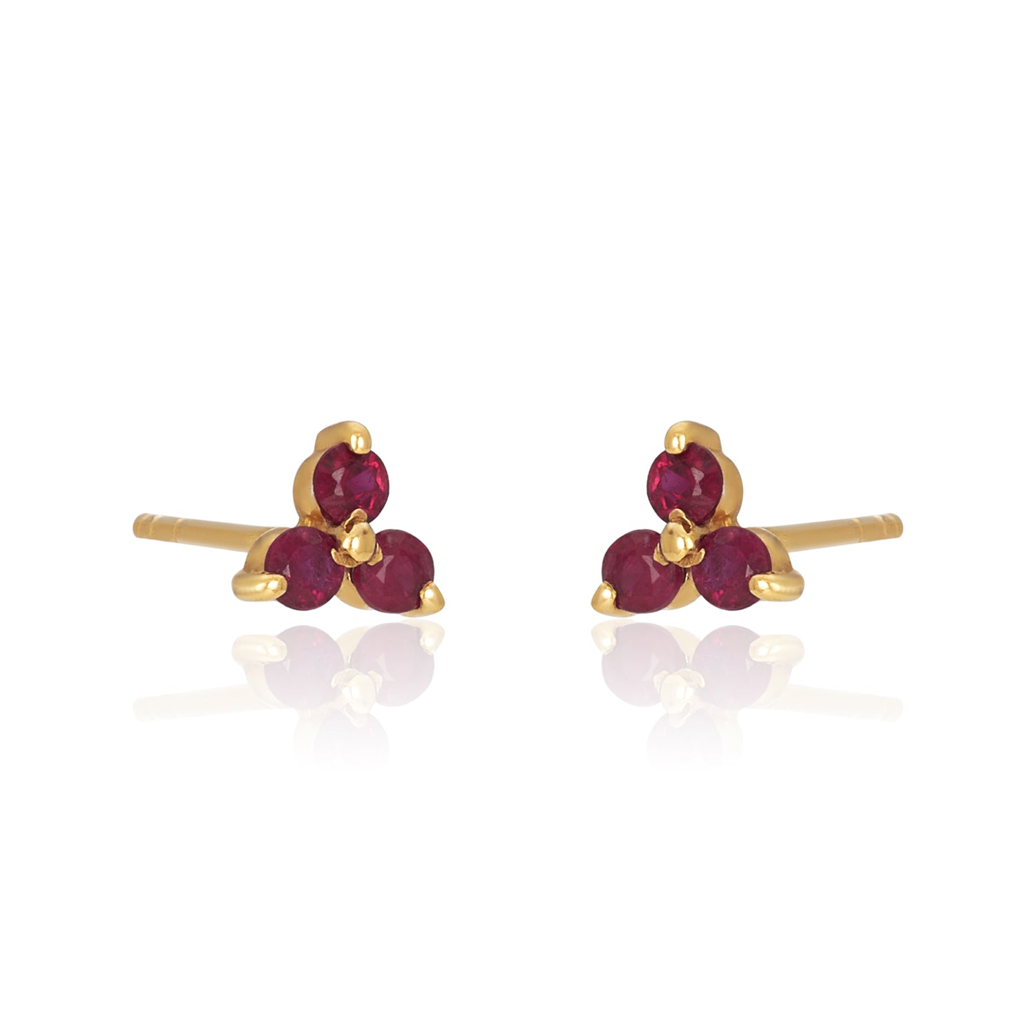 Trio Ruby Gold Studs 14k
