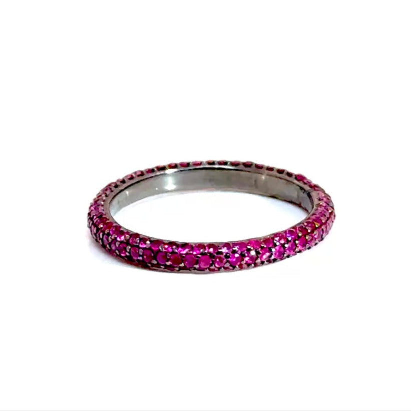 Ruby Or Sapphire Rows Silver Ring
