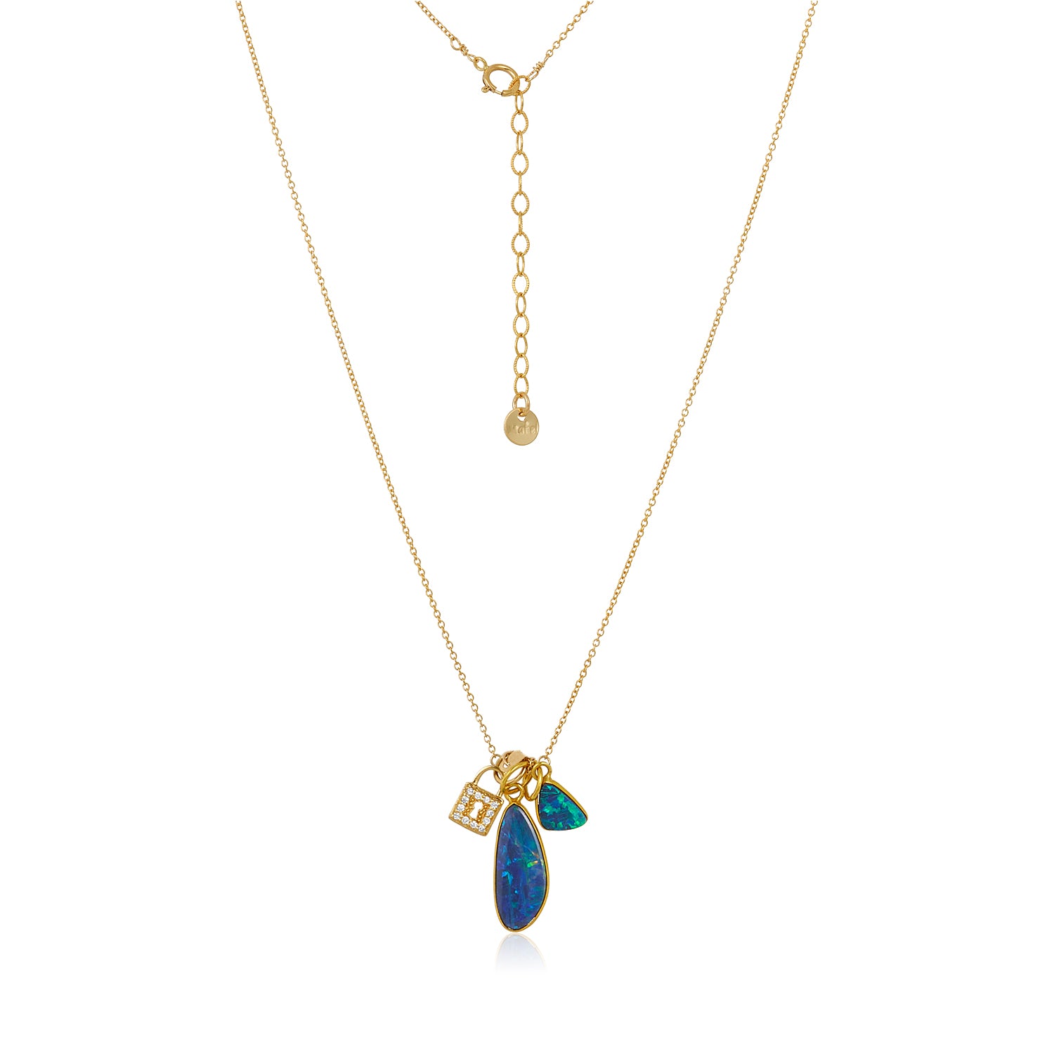 Australian Opal Trio Necklace in 14k