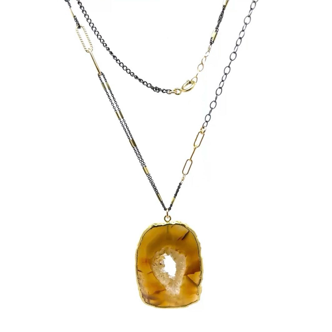 Agate Or Turquoise Slab Pendant Necklace