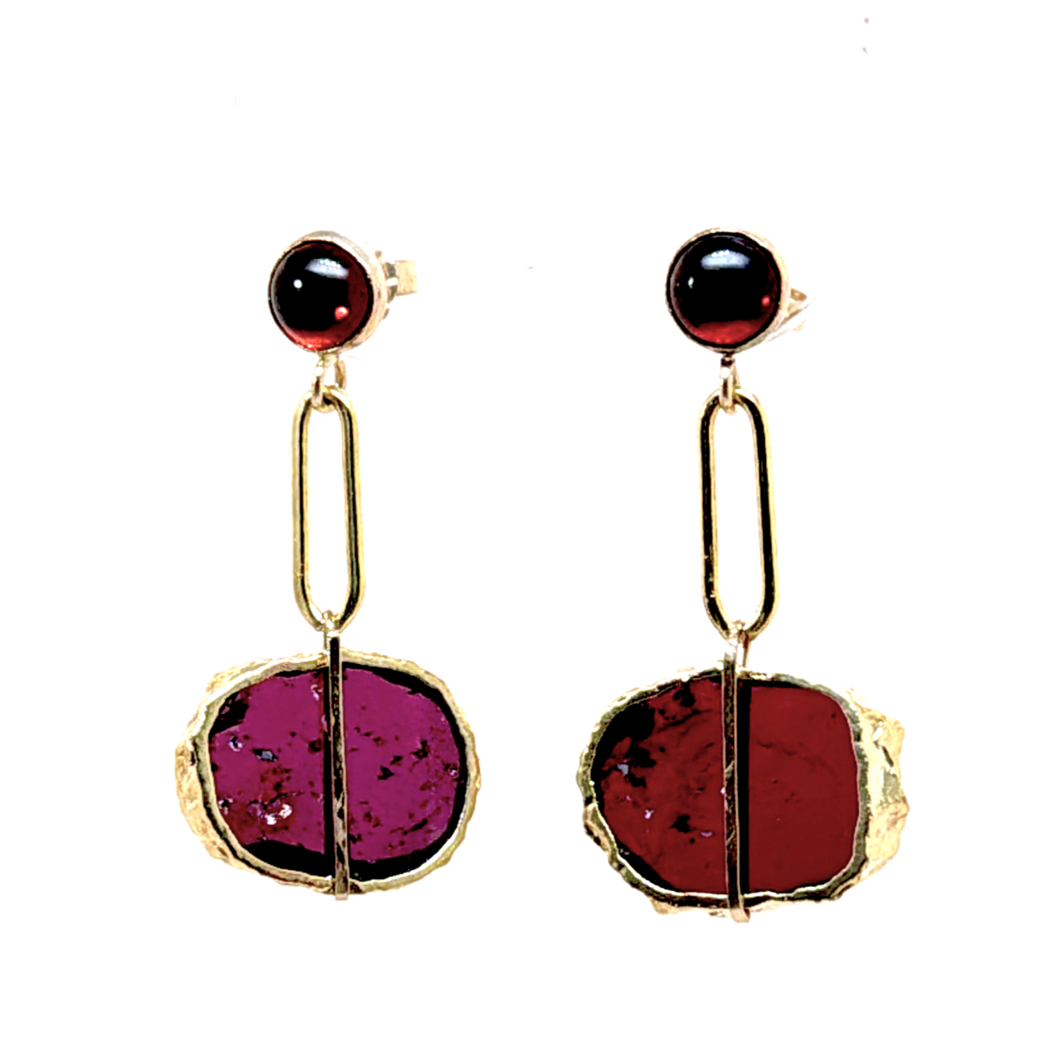 Gem Wired Drop Link Earrings