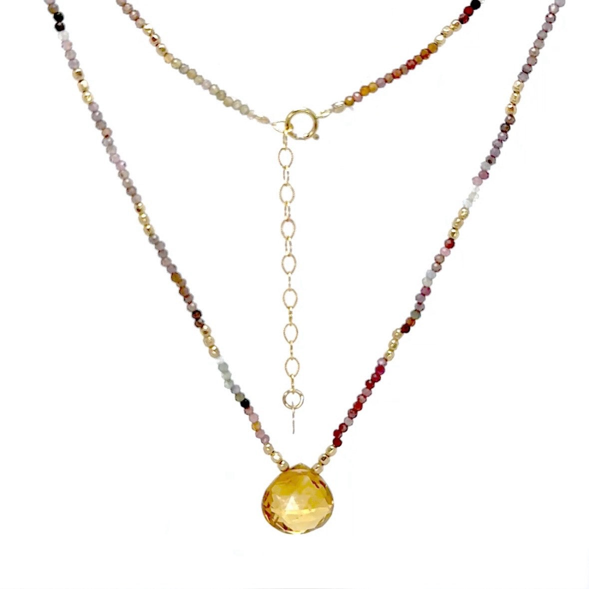 Center Gem Dainty Beads Necklace