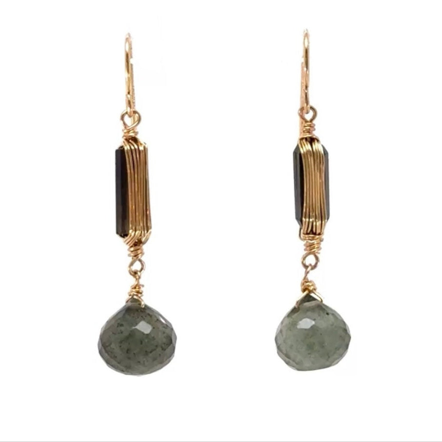 Tourmaline Wired Gem Drop Earrings