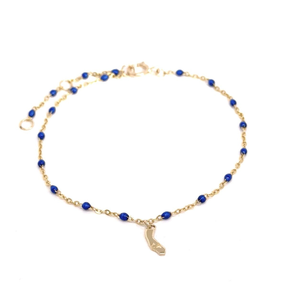 Beaded Bracelet With Charm in 14k
