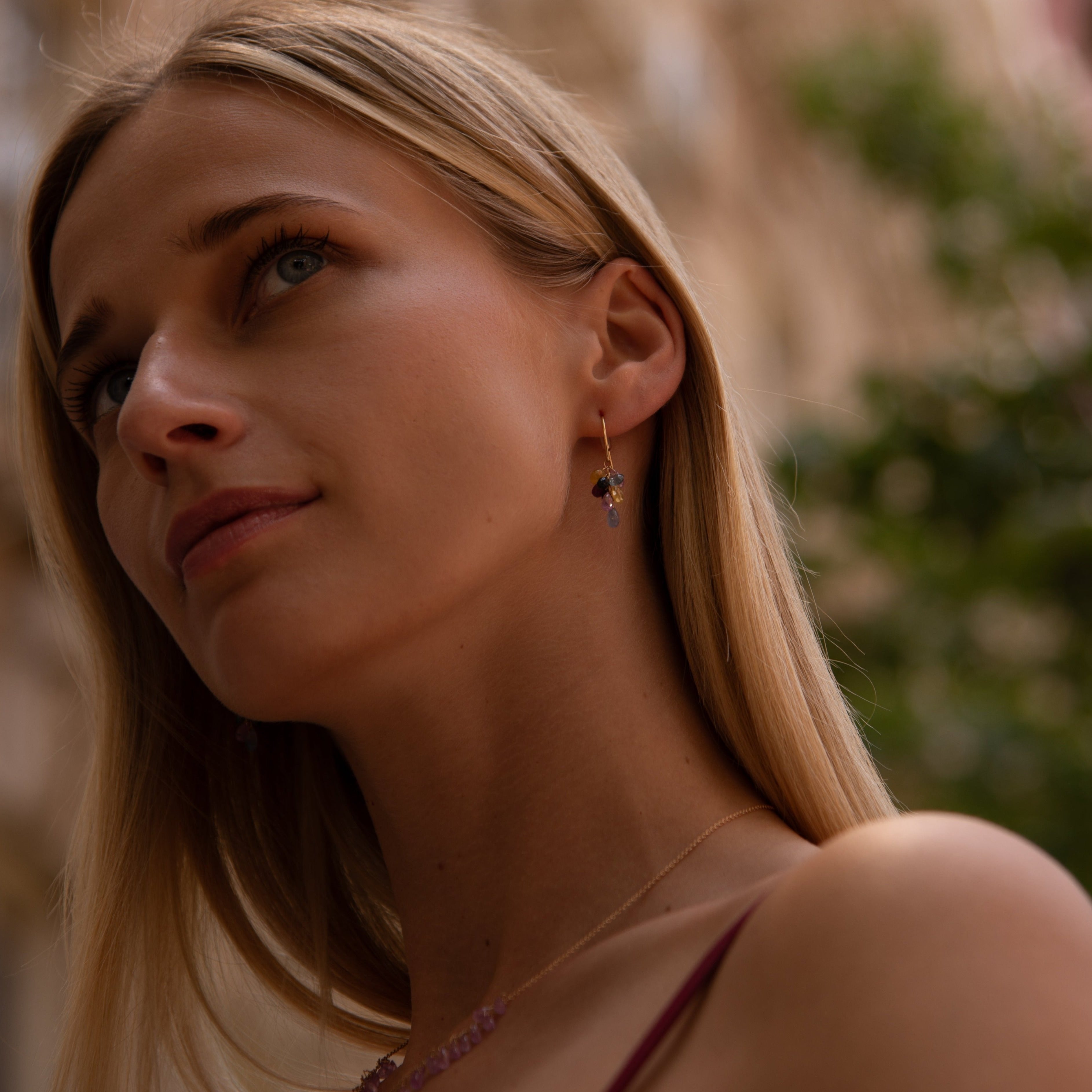 Rainbow Teardrop  Earrings in 14k