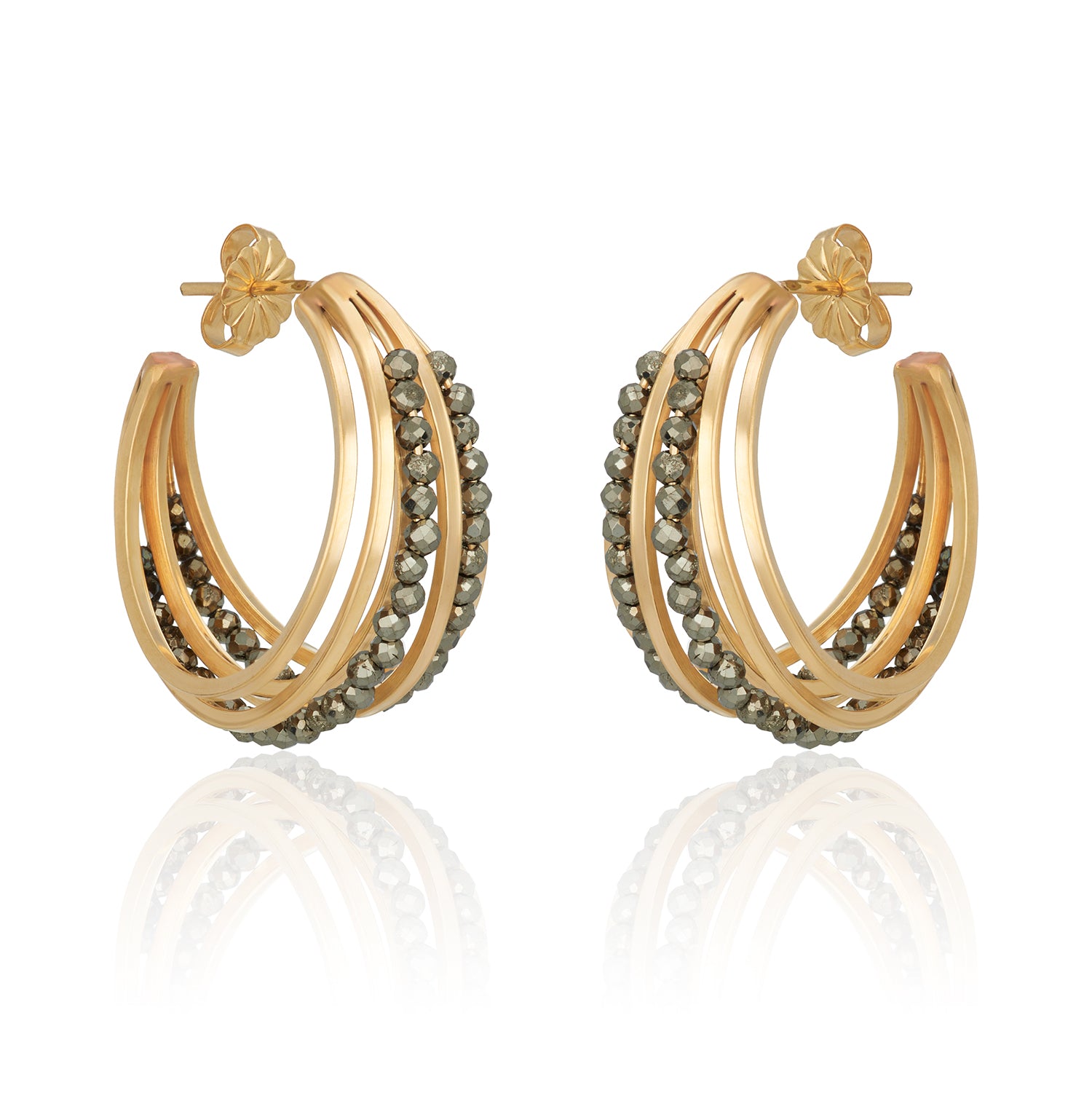 Mia Gem Multi Hoops Earring (Pyrite)
