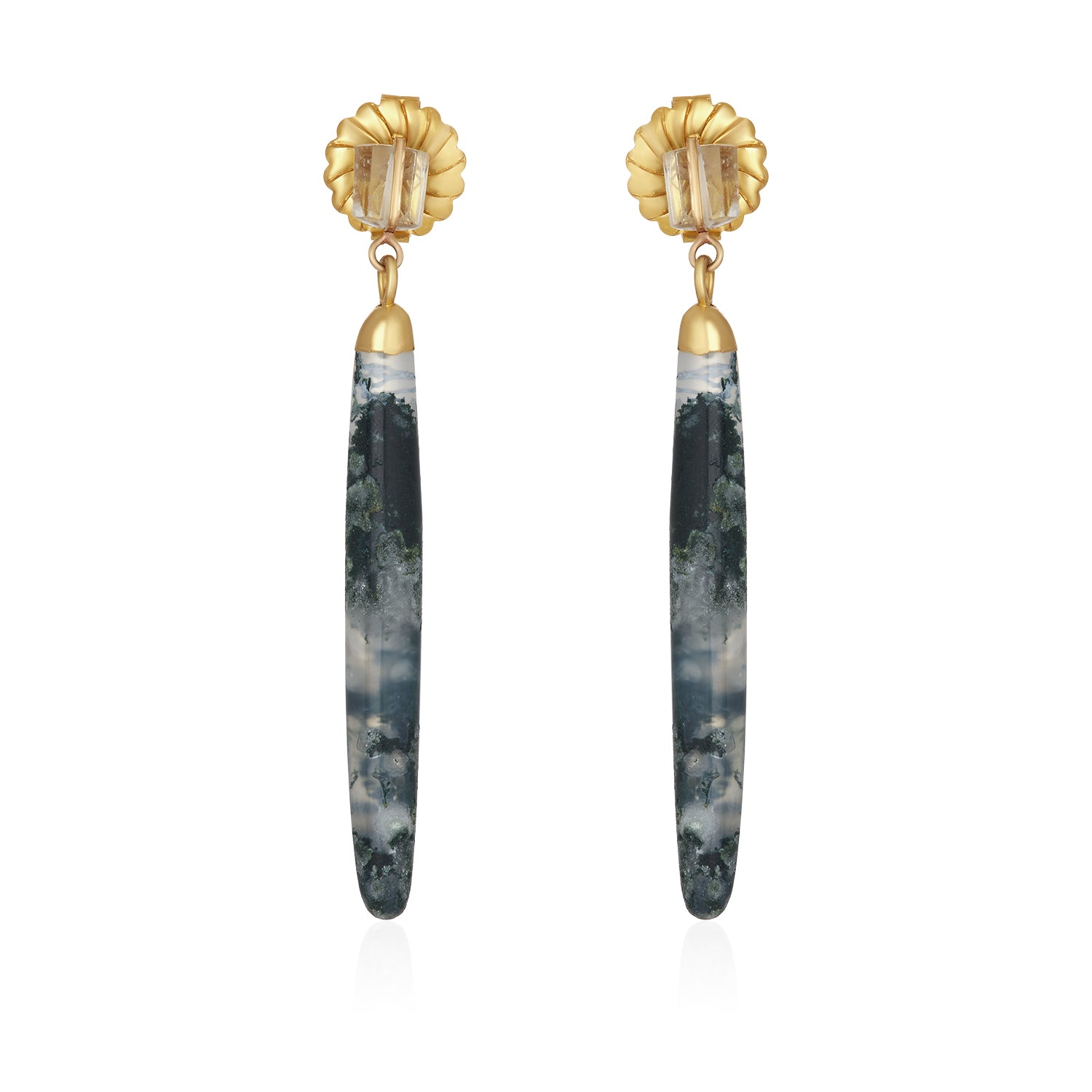Agate Stick Aqua Studs Earrings