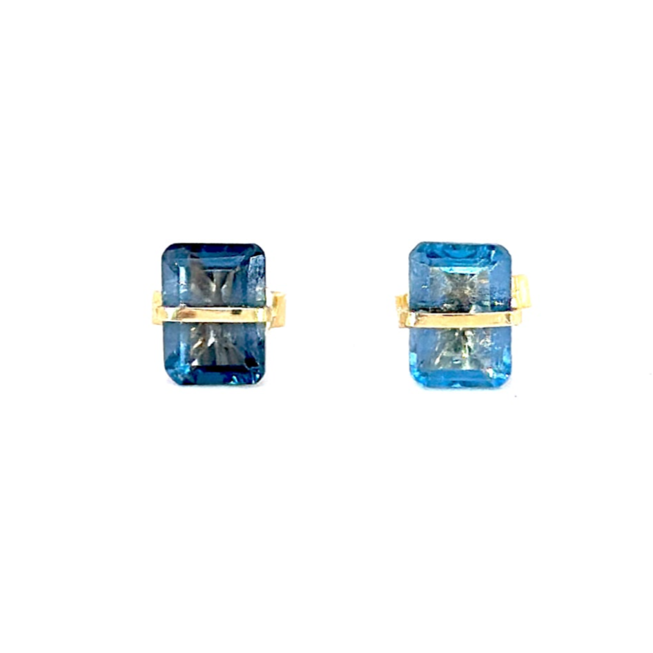 London Blue Topaz Studs In 14k