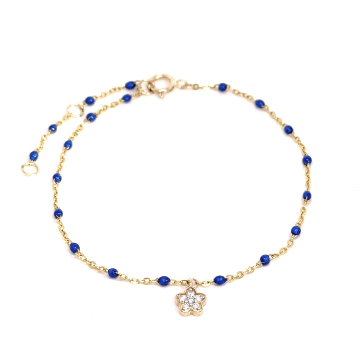 Beaded Bracelet With Charm in 14k