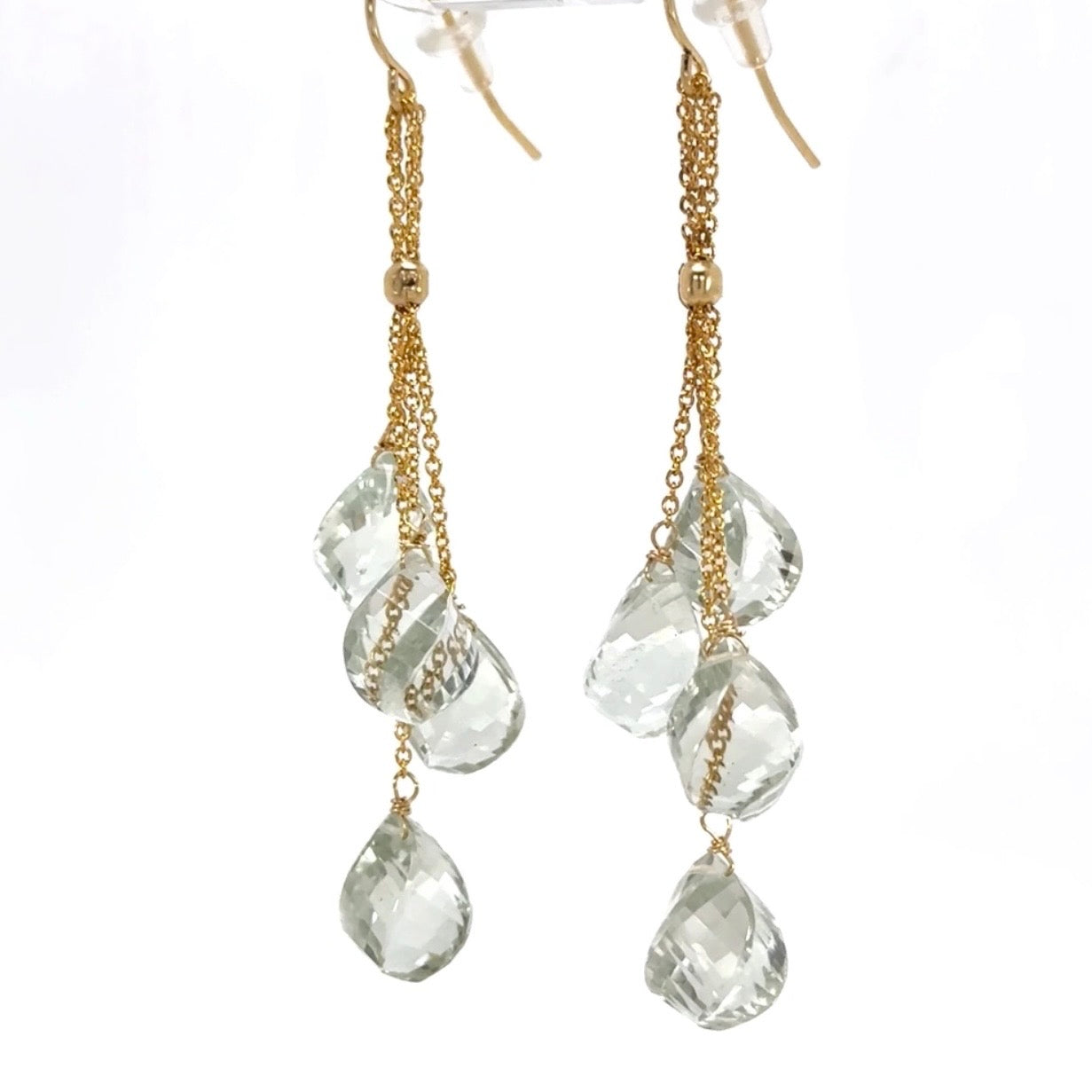 Tumble-cut Gem Drop Dangly Earrings