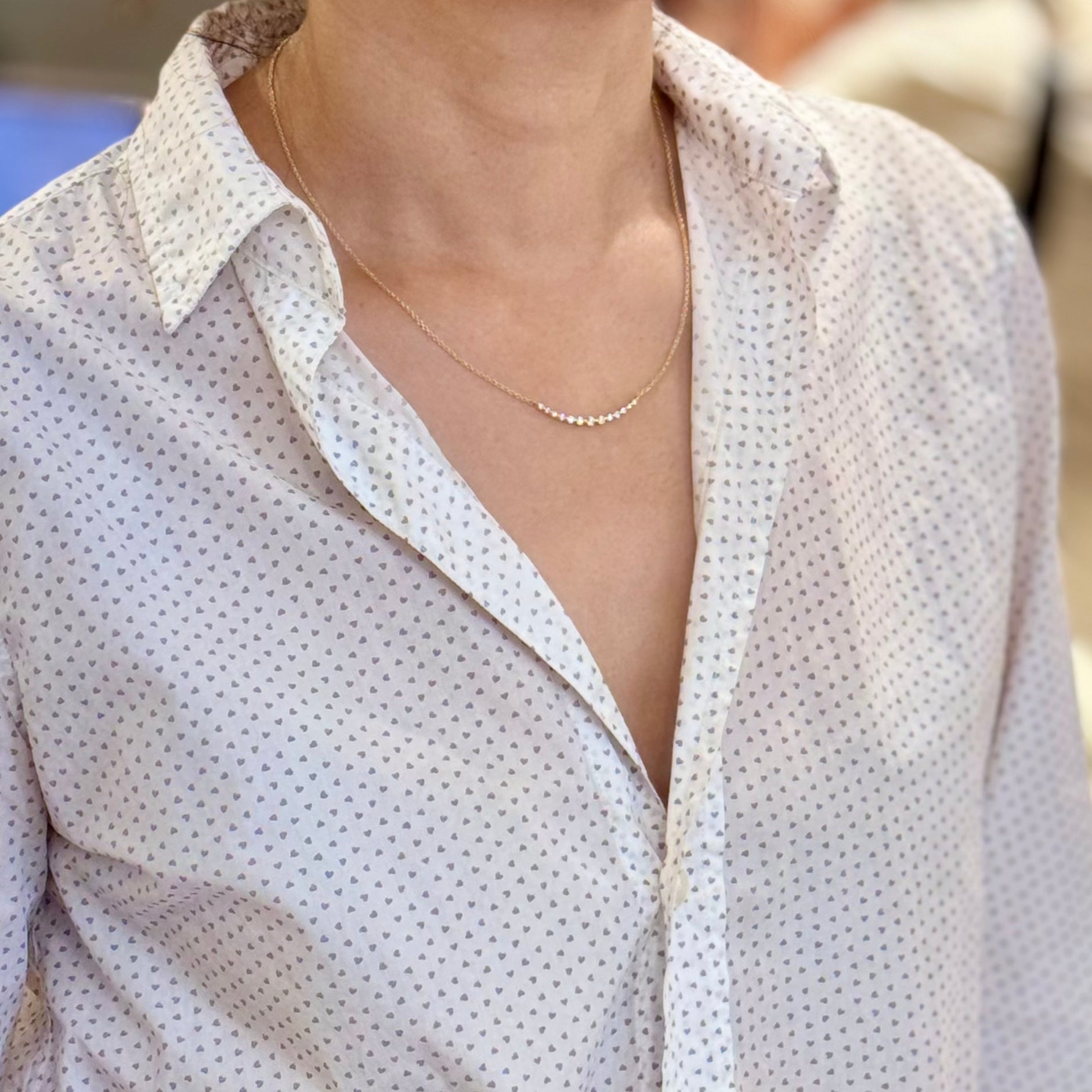 Lab-grown Gradient Diamond Row Necklace 14k