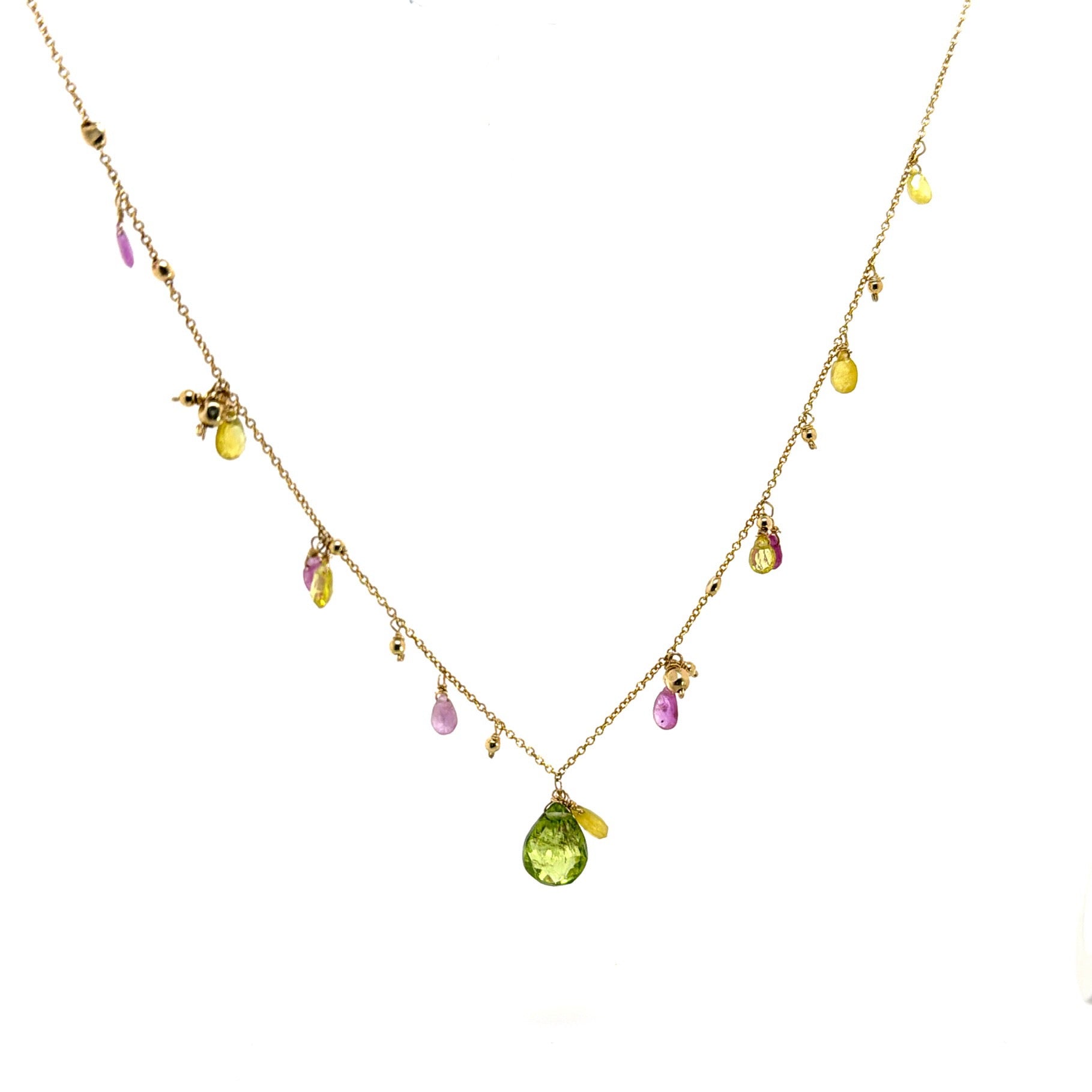 Mixed Color Gem Pendant Necklace