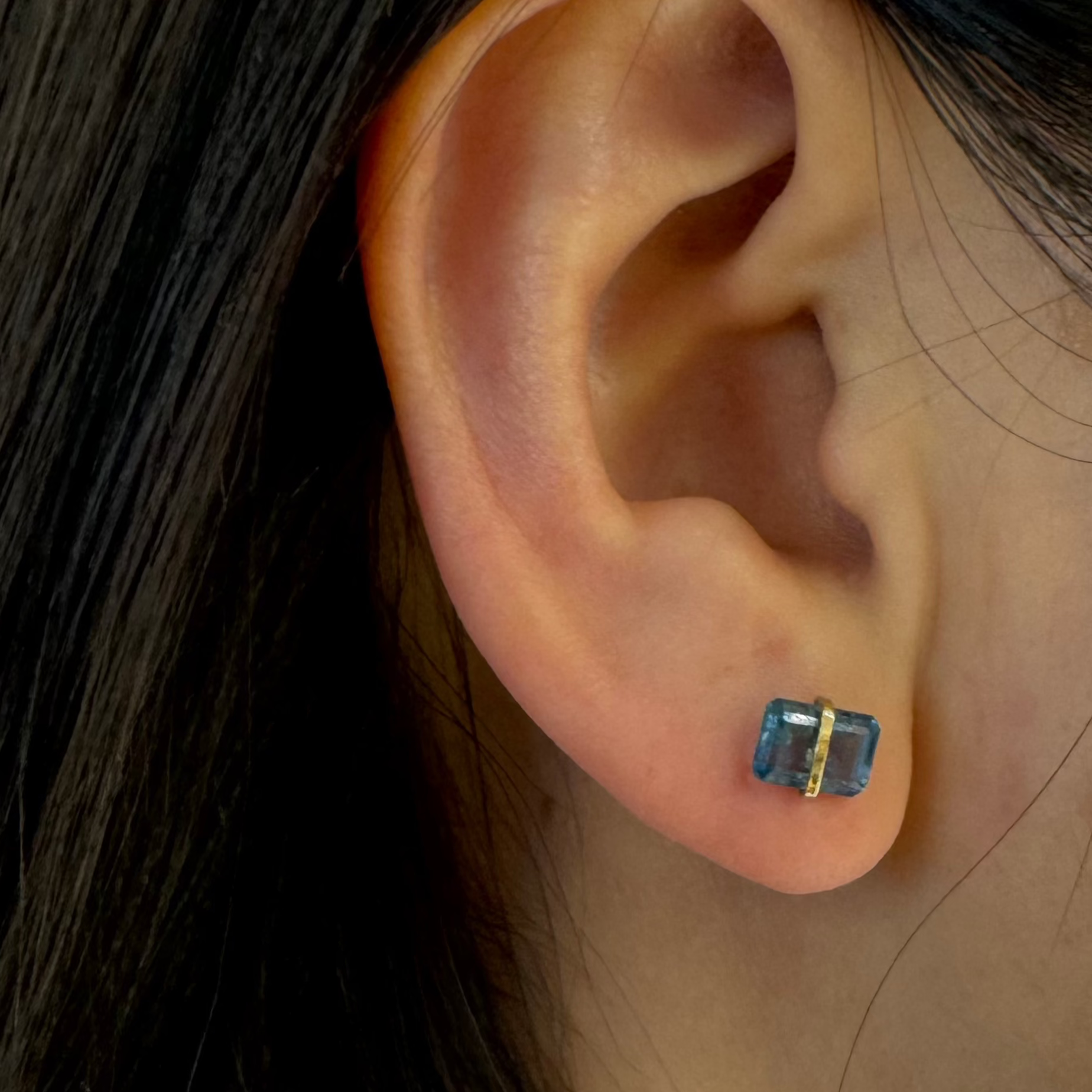London Blue Topaz Studs In 14k