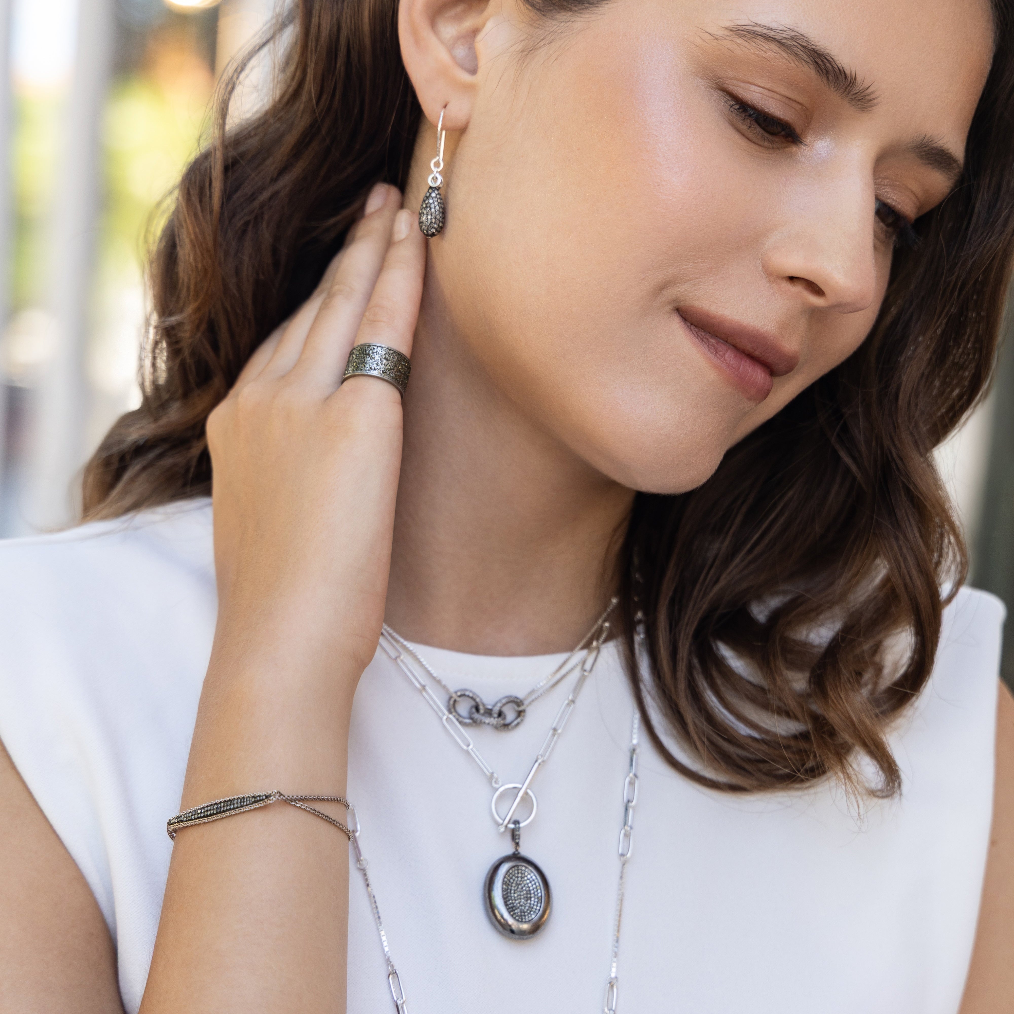 Pave Diamond Link Necklace