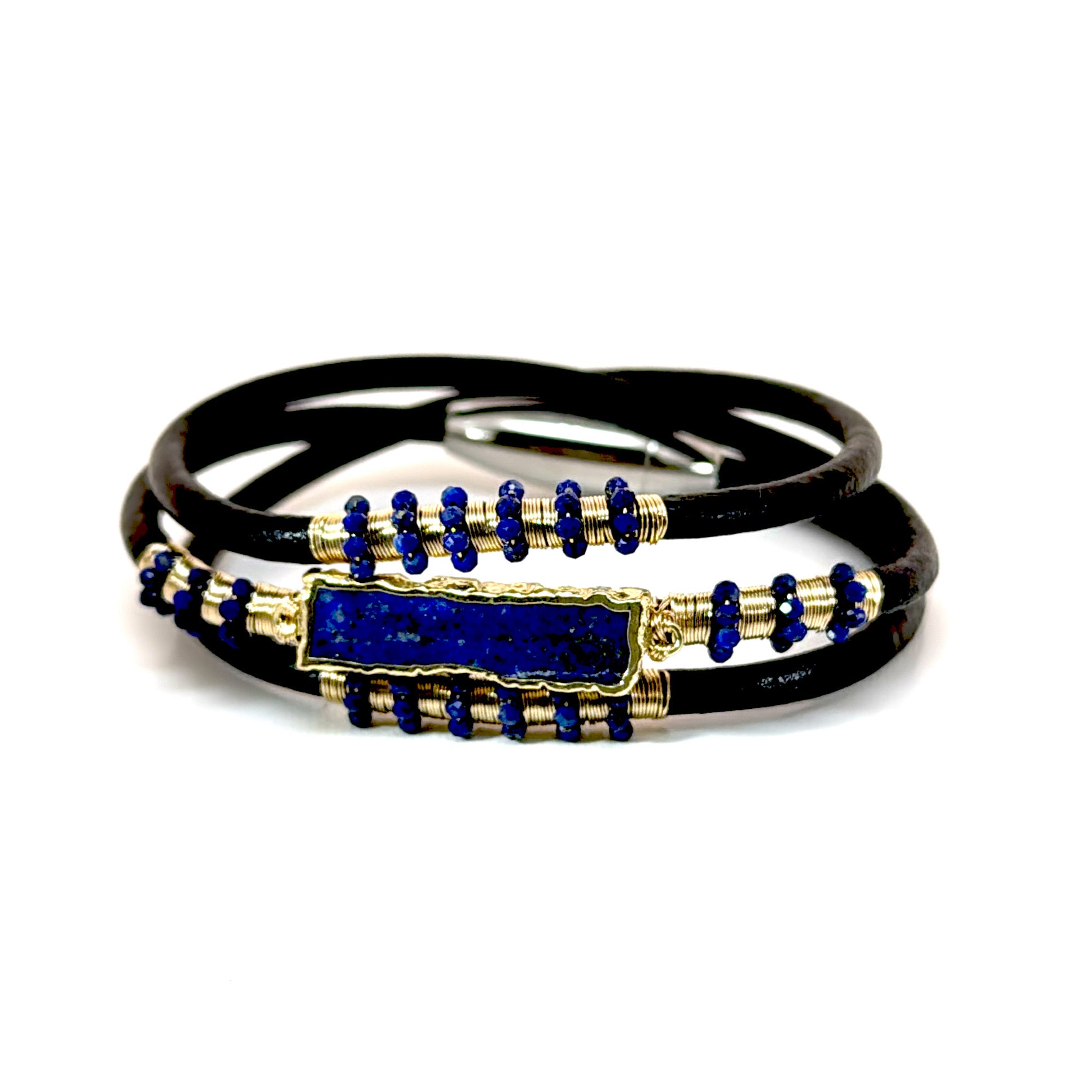 Trio Lapis Bar leather Bracelet