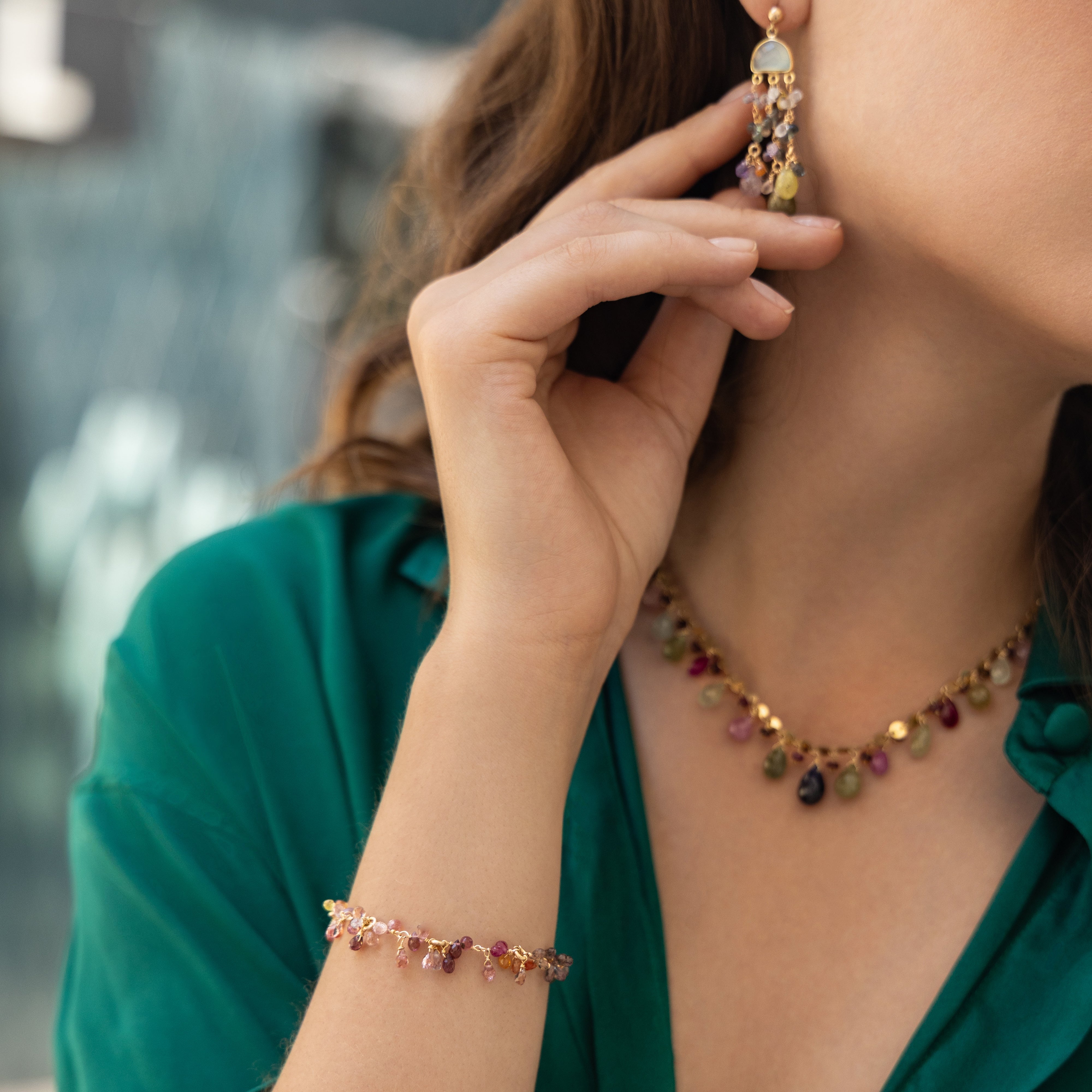 San Francisco Hearts Sapphire Cluster Bracelet