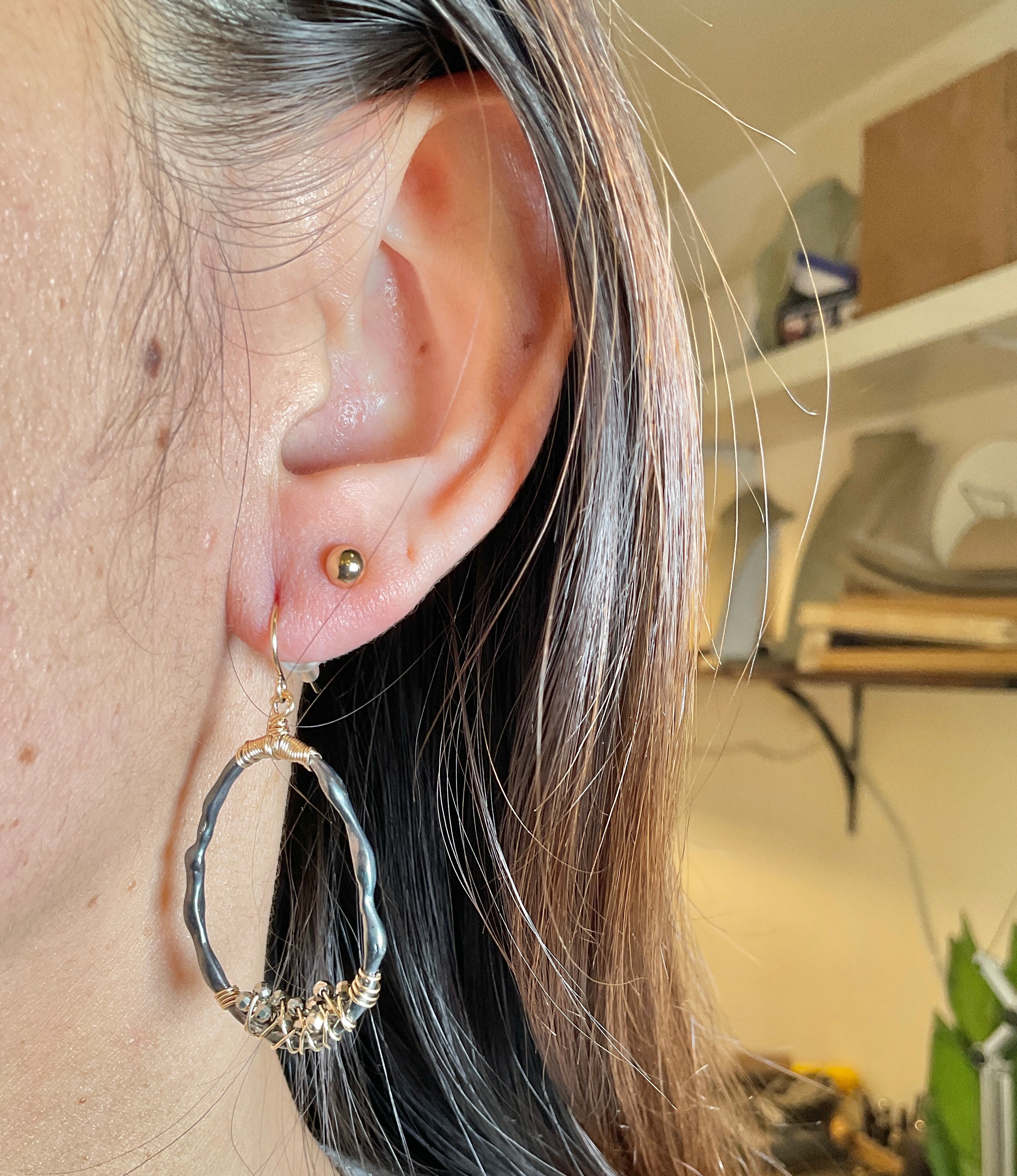 Organic Bamboo Pyrite Hoops