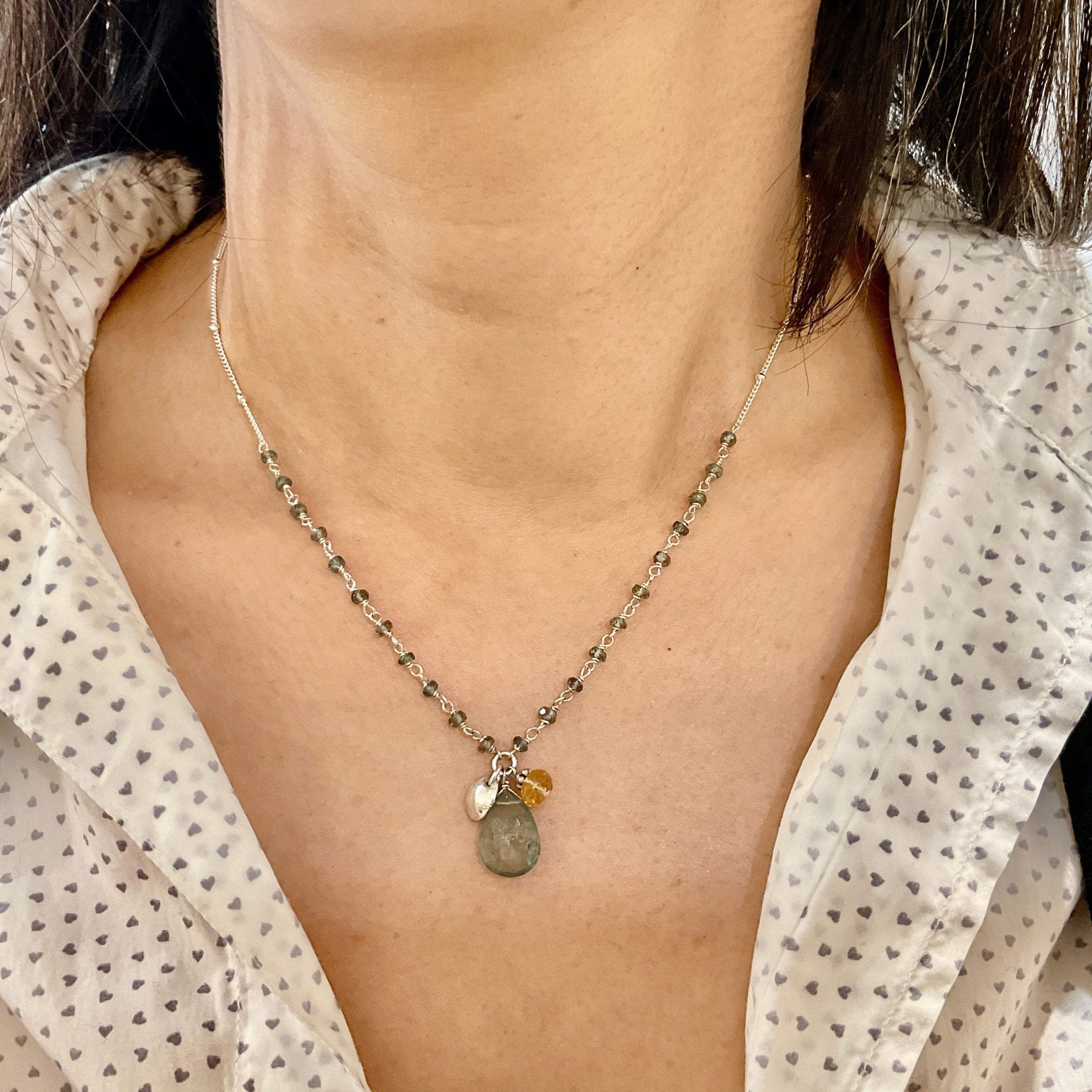 Moss Aqua Drop Necklace