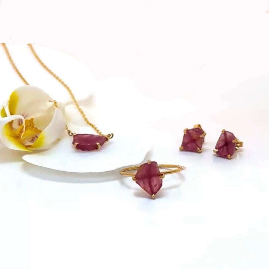 Pink Slice Sapphire Studs