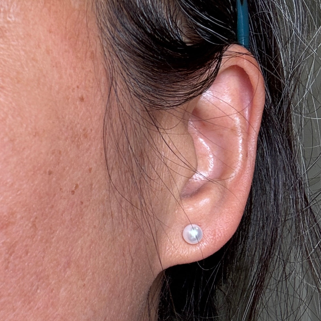 Perfect Round Fresh Water Pearl Studs-14k