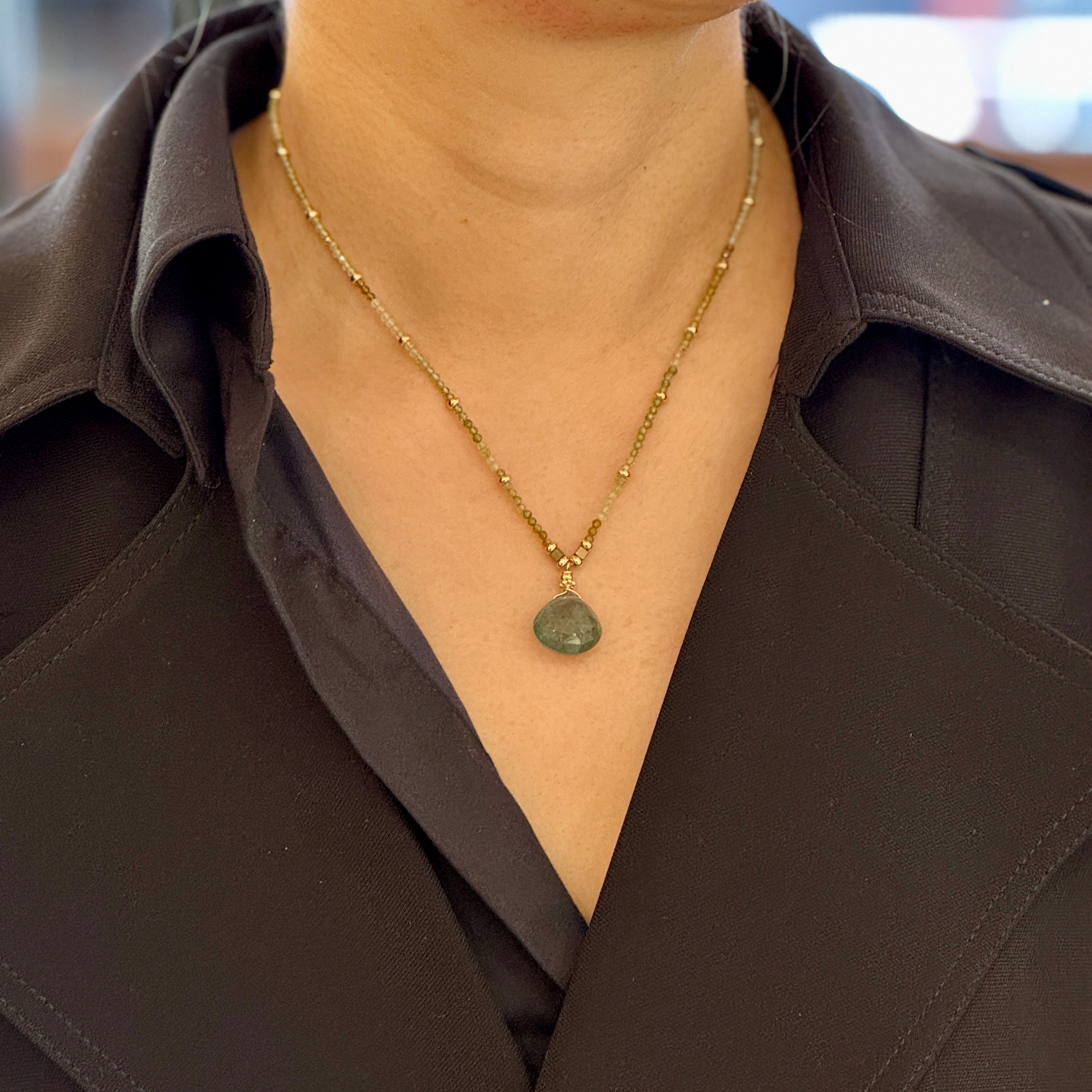 Burmese in Moss Aqua Necklace