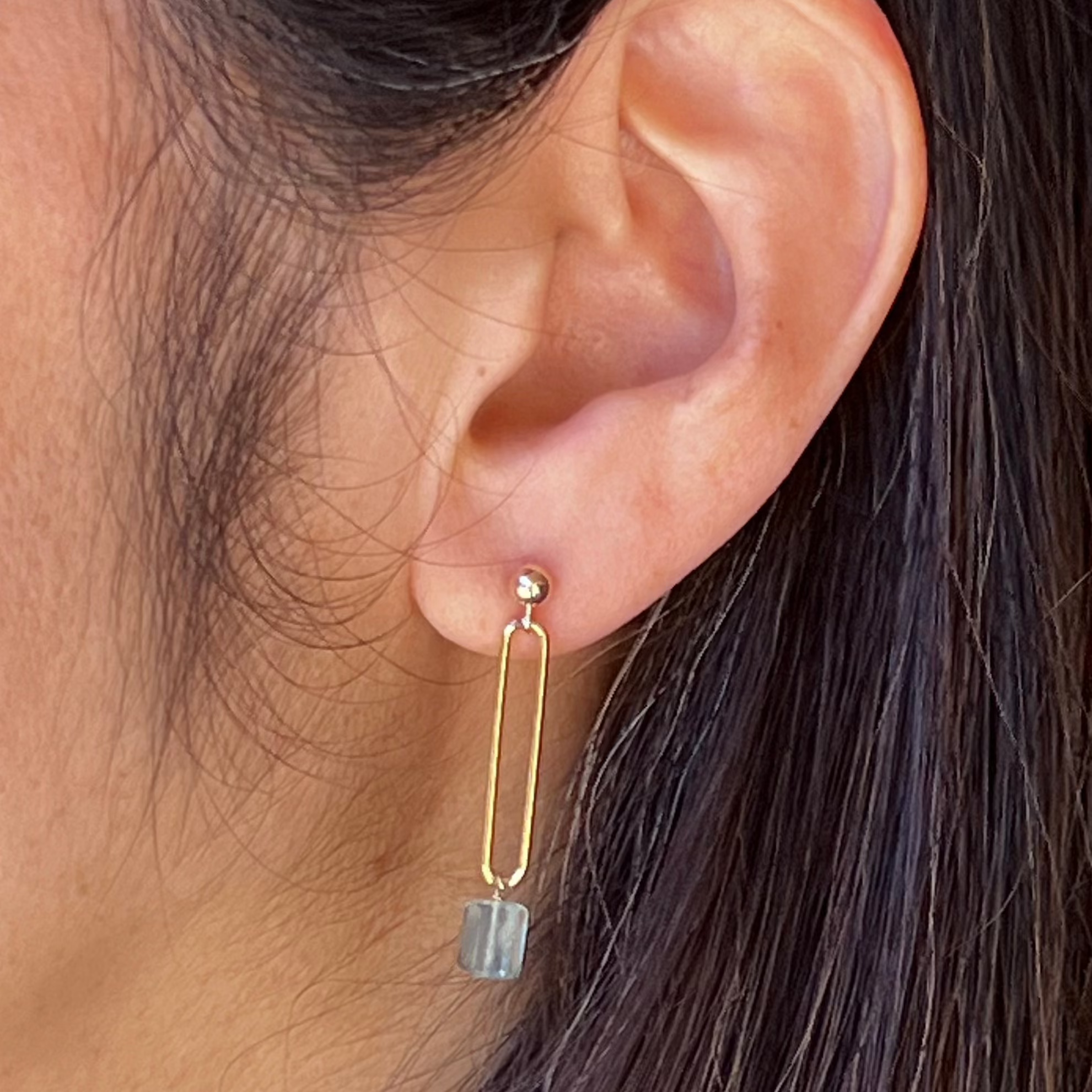 Gem Drop Paperclip Earrings