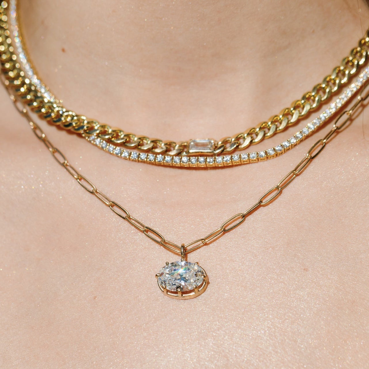 Oval Lab-Grown Diamond Paperclip Necklace In 14k