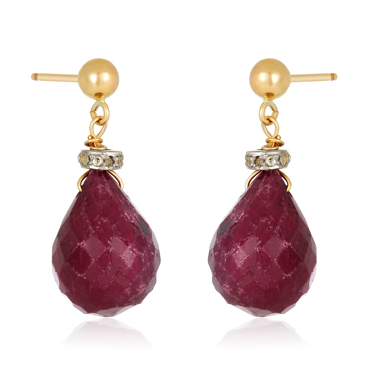 Raw Ruby Diamond Roundel Earrings