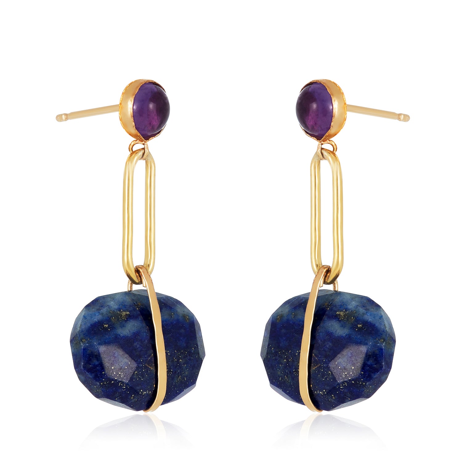 Gem Wired Drop Link Earrings