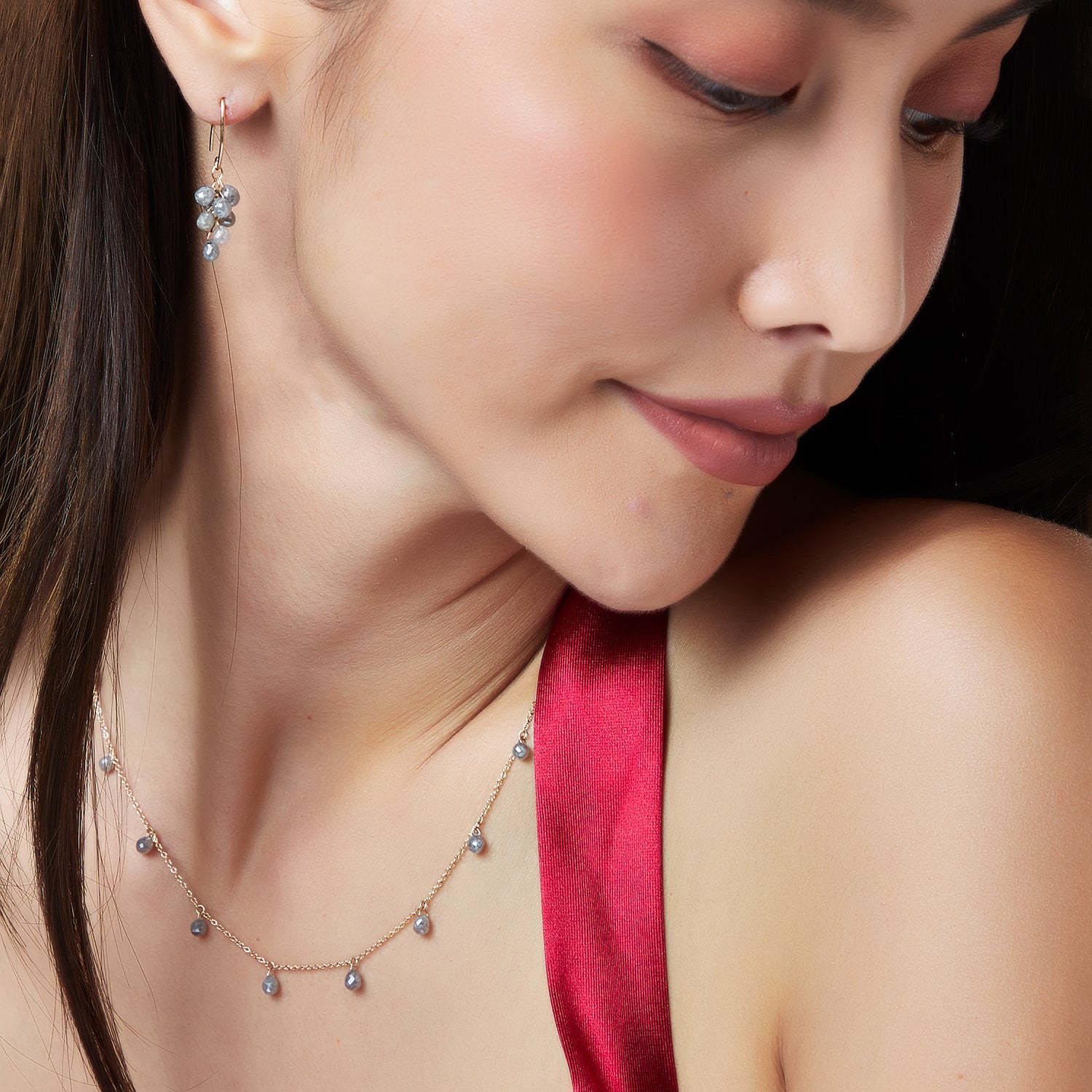 Small Cluster Diamond Teardrop Earrings in 14k