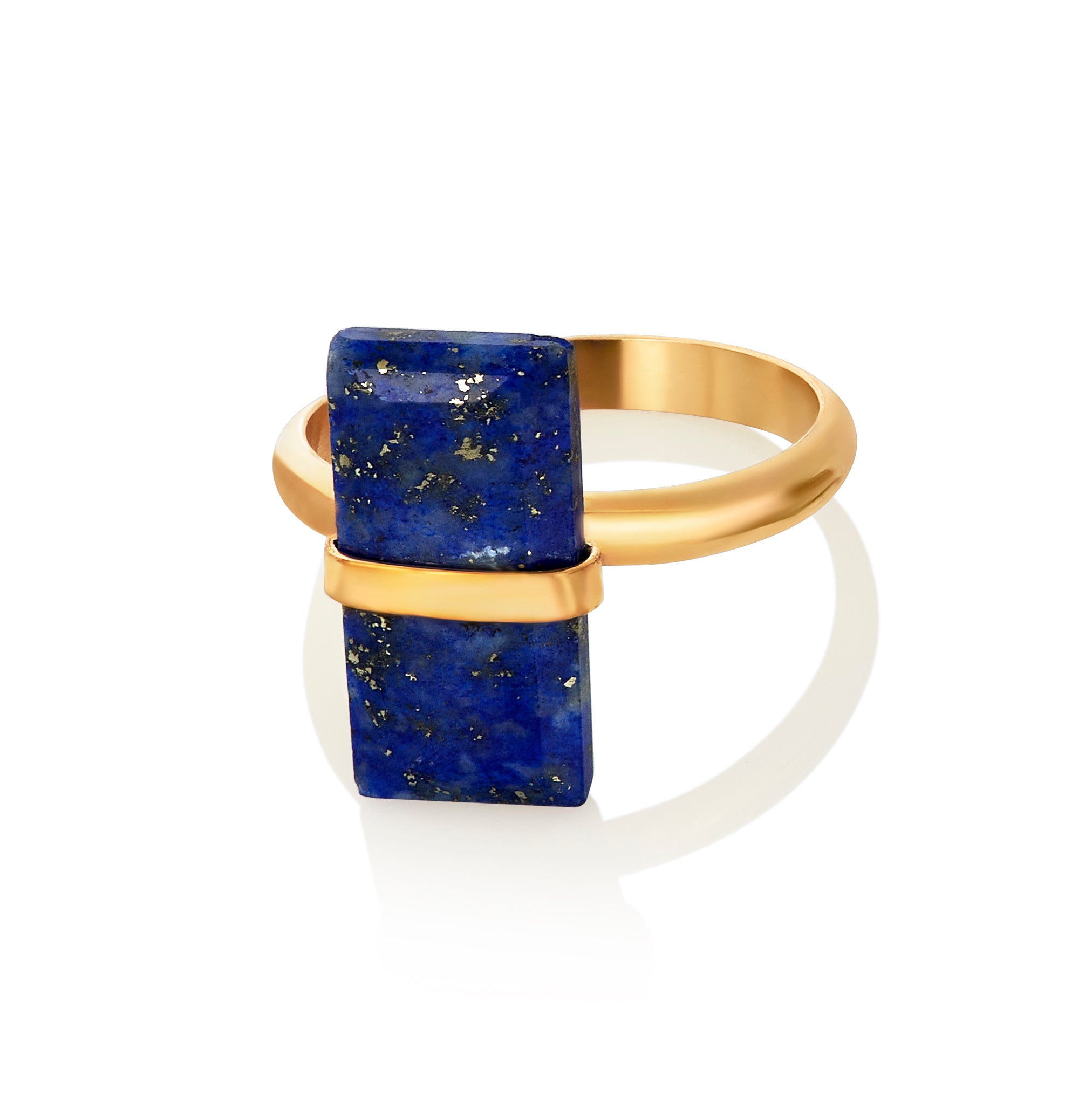 Rectangle Lapis Gold Wired Ring