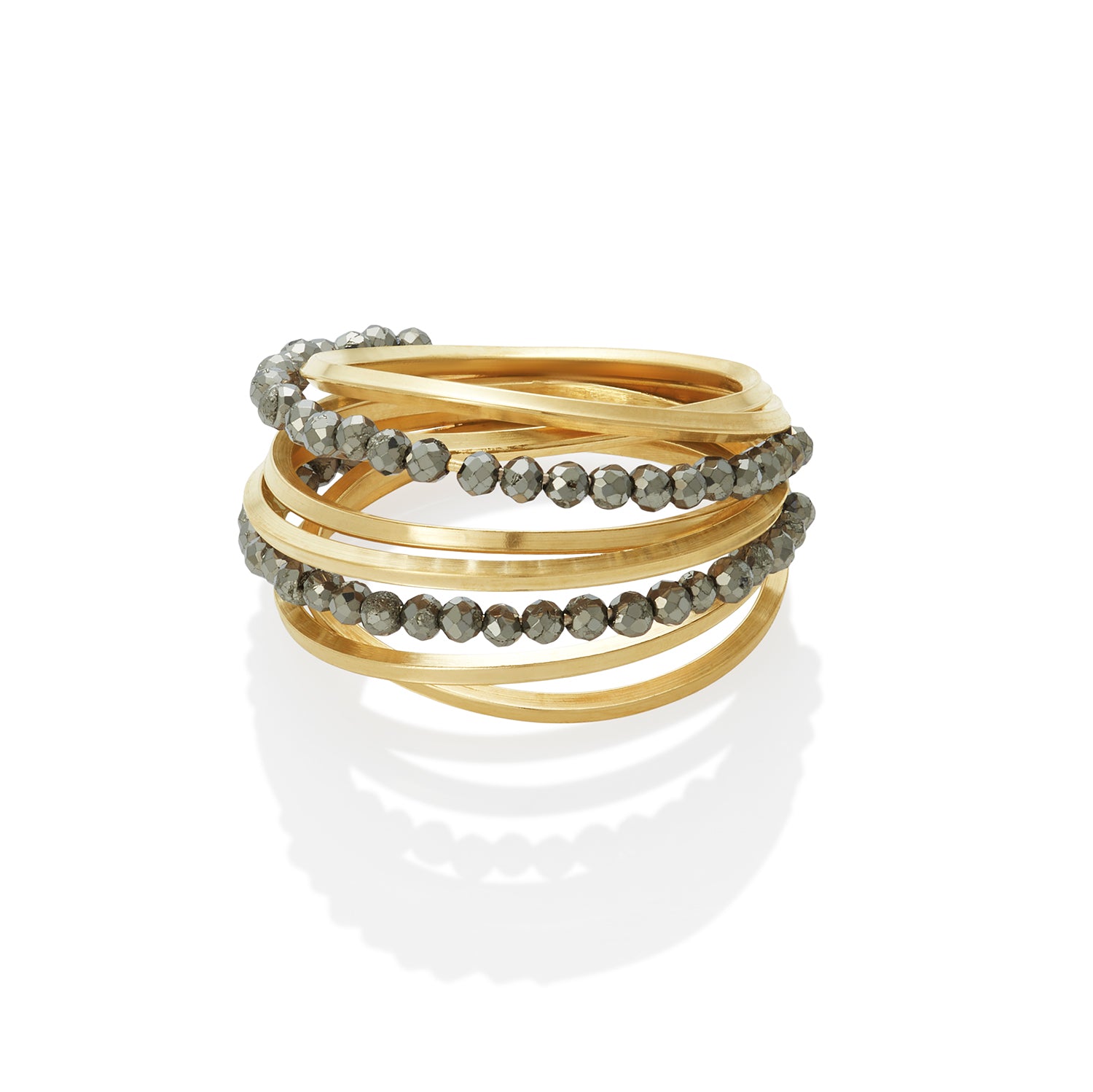 Mia Multi Hoops Gem Ring-Pyrite