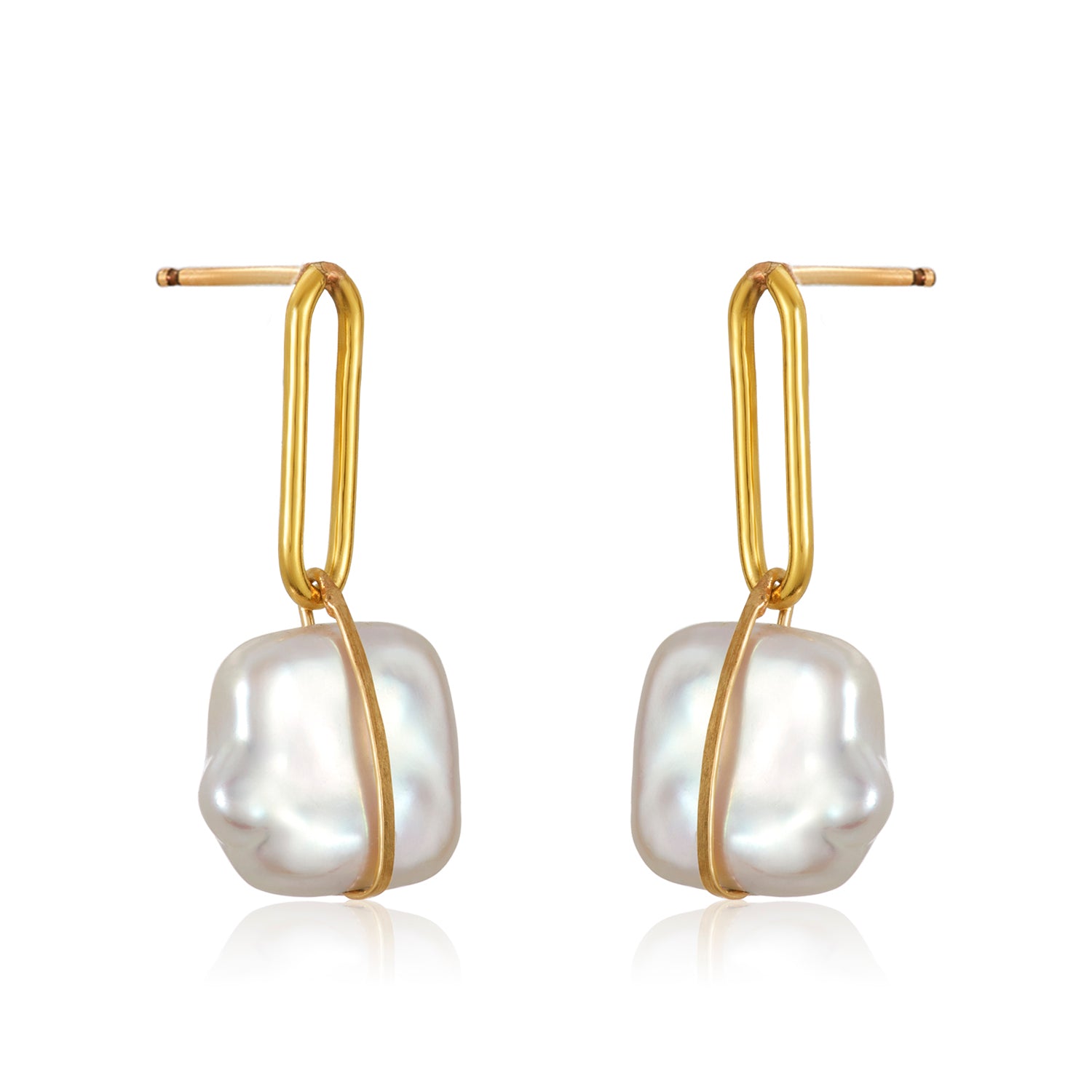 Square Pearl Posts Earrings