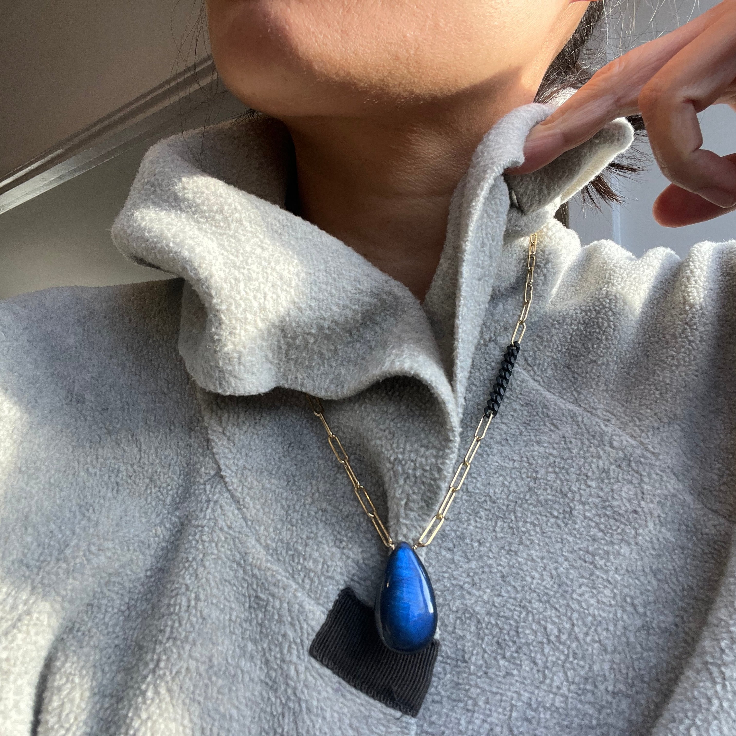 Curb Chain and Paperclip Chain Lab Pendant