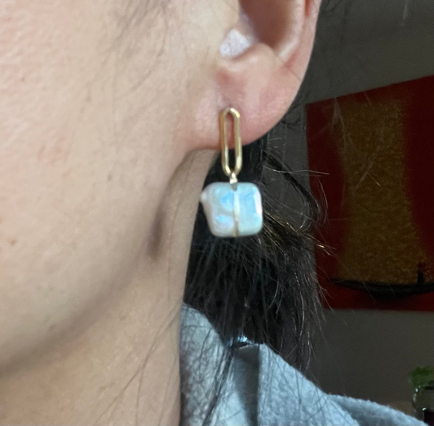 Square Pearl Posts Earrings