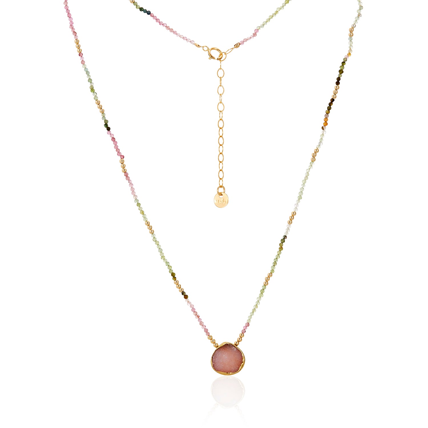 Center Gem Dainty Beads Necklace