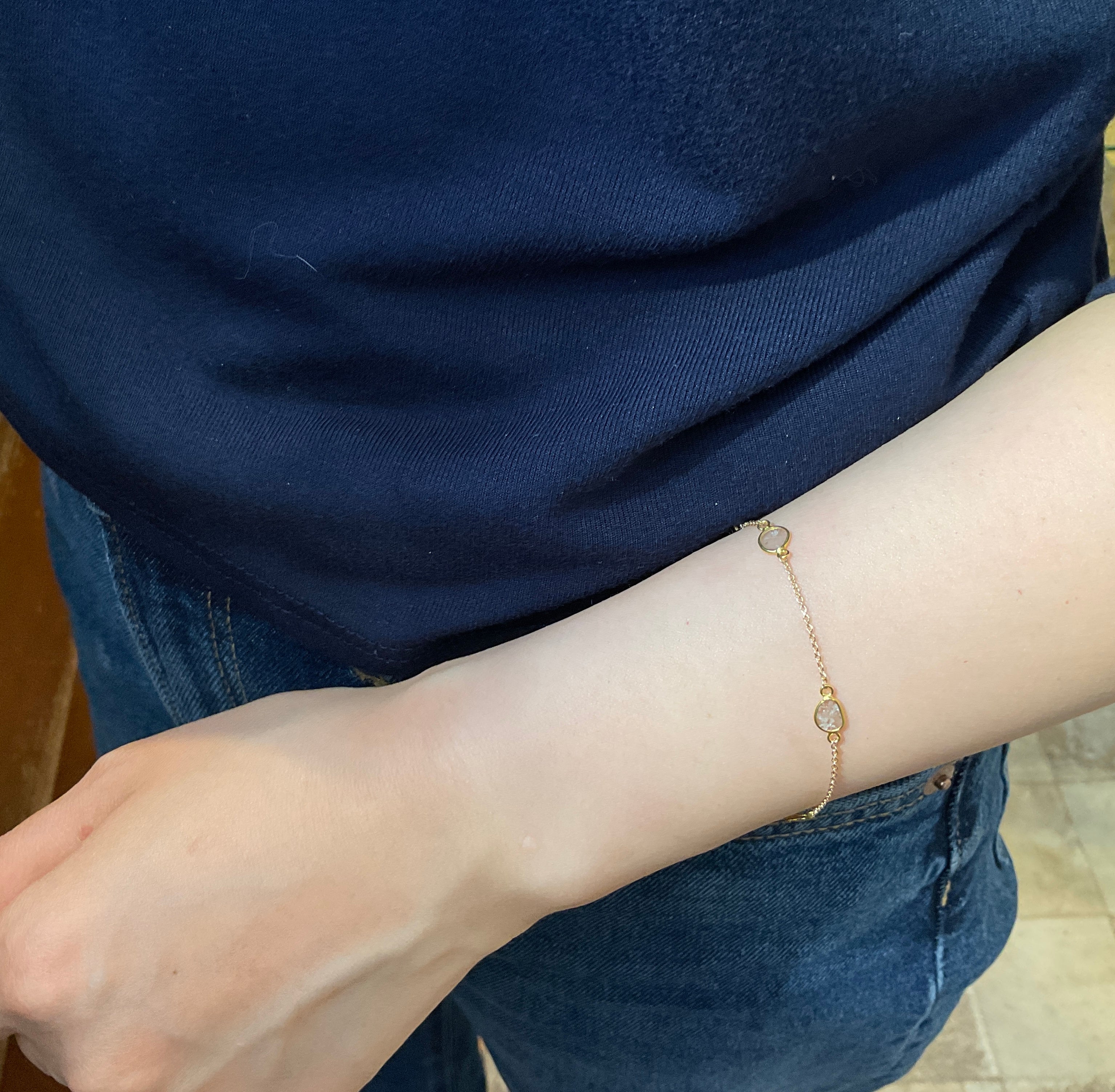 Slice Diamond Section Bracelet in 14k Yellow Gold