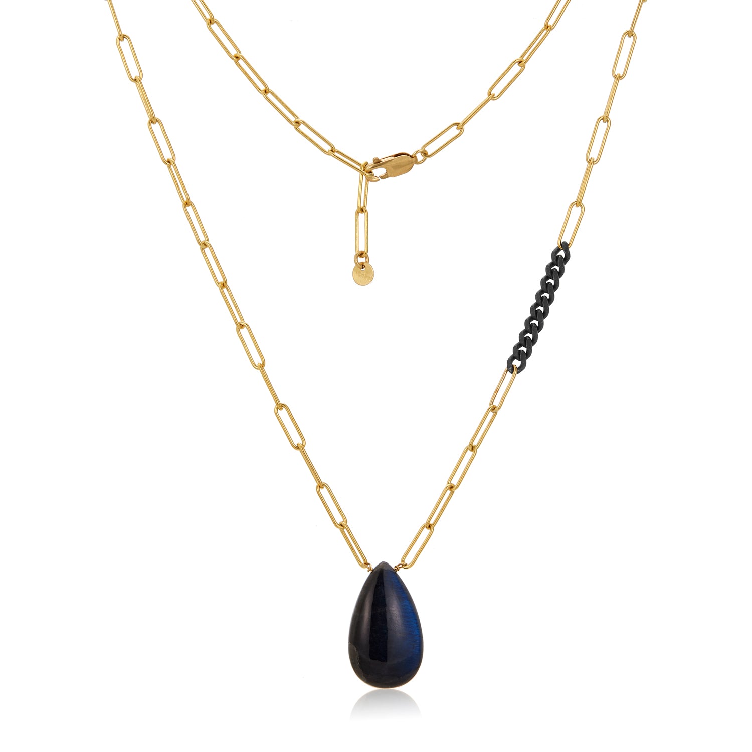 Curb Chain and Paperclip Chain Lab Pendant