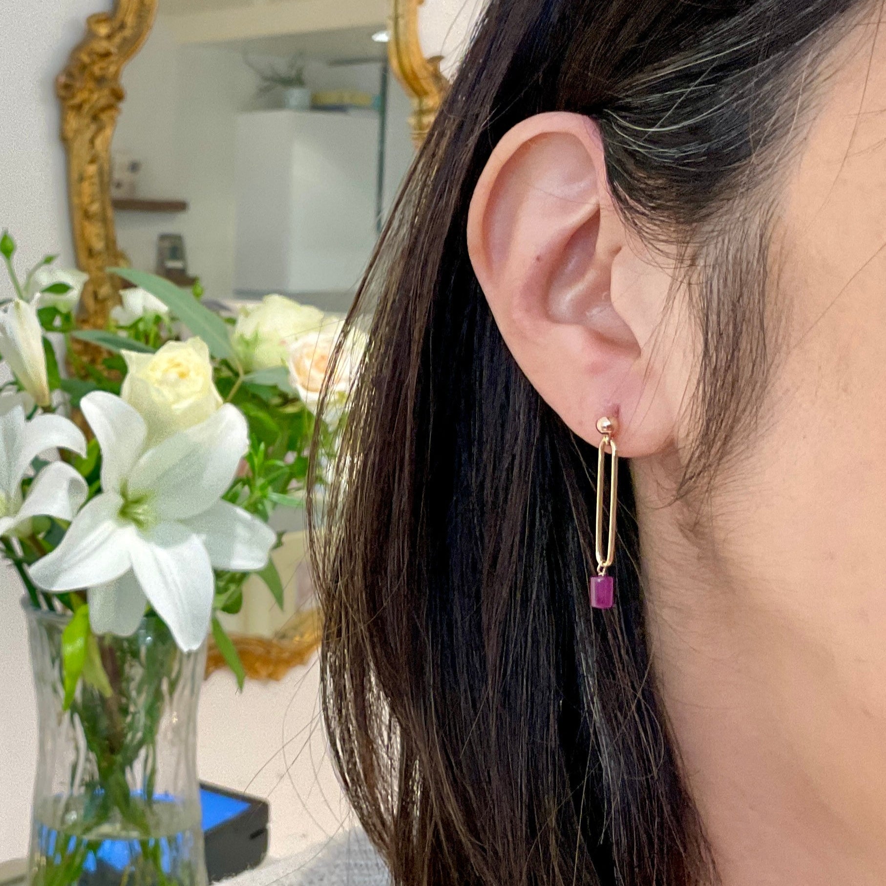 Gem Drop Paperclip Earrings