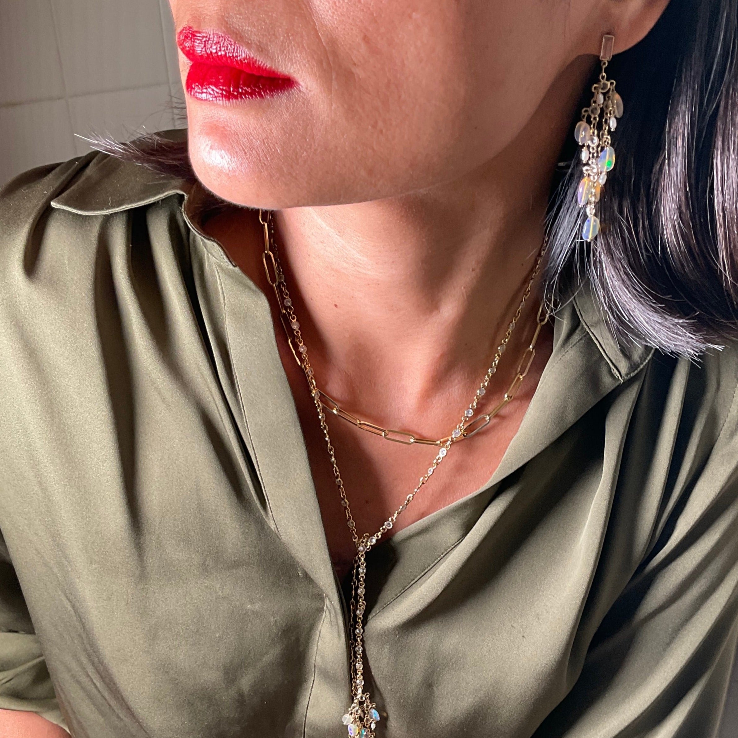 Opal And Pearl Drop Earrings