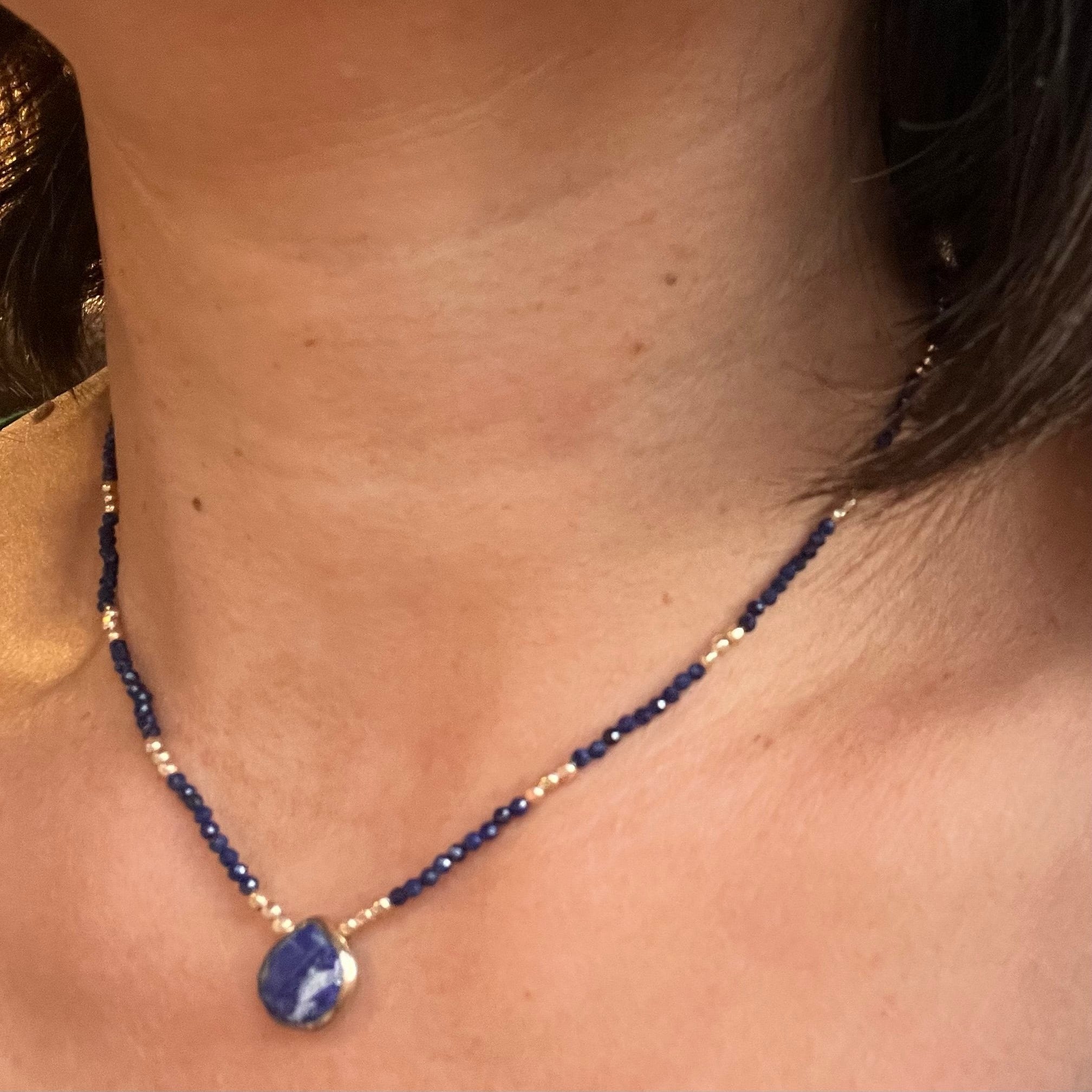 Lapis Center Gem Necklace