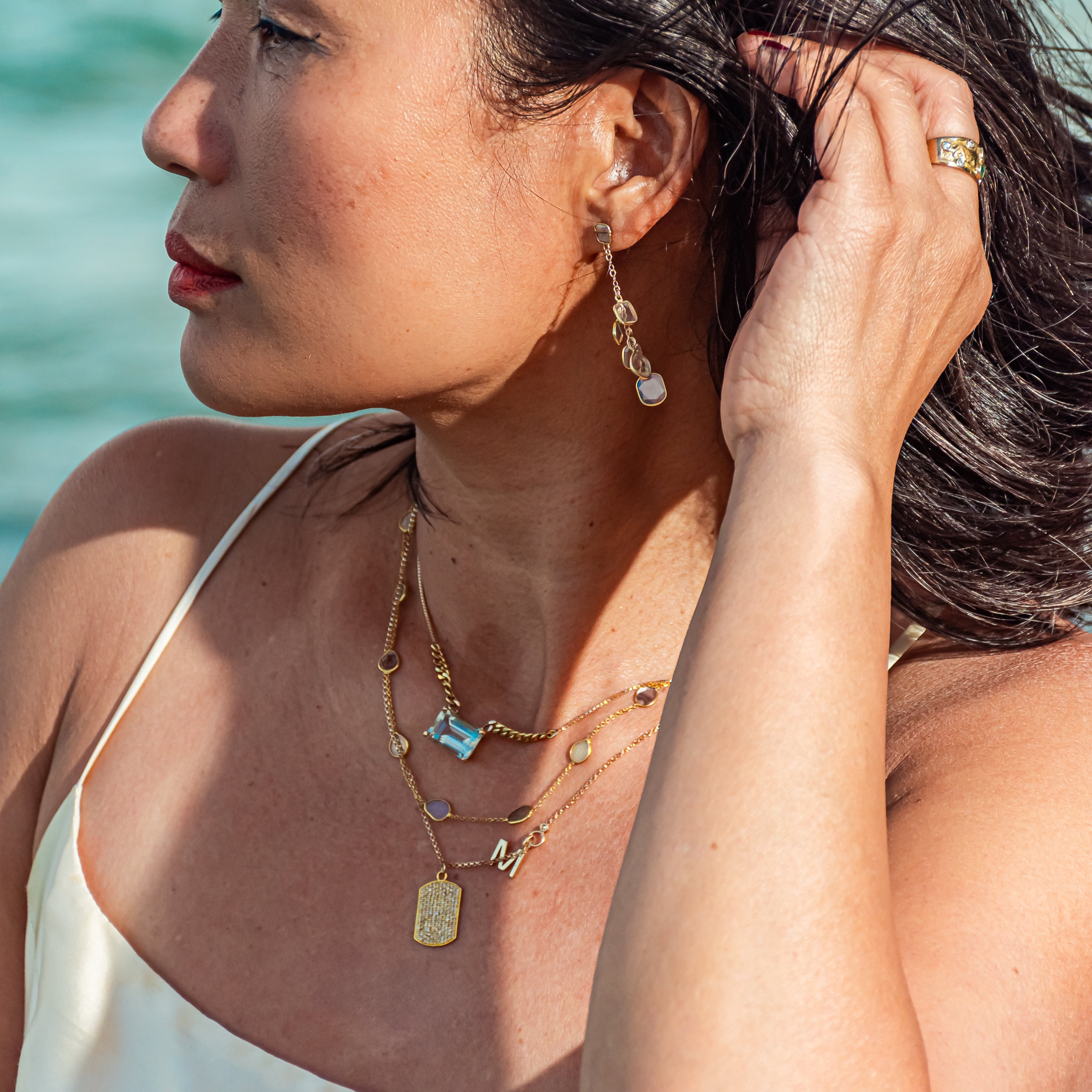 Slice Moissanite Stationed Necklace