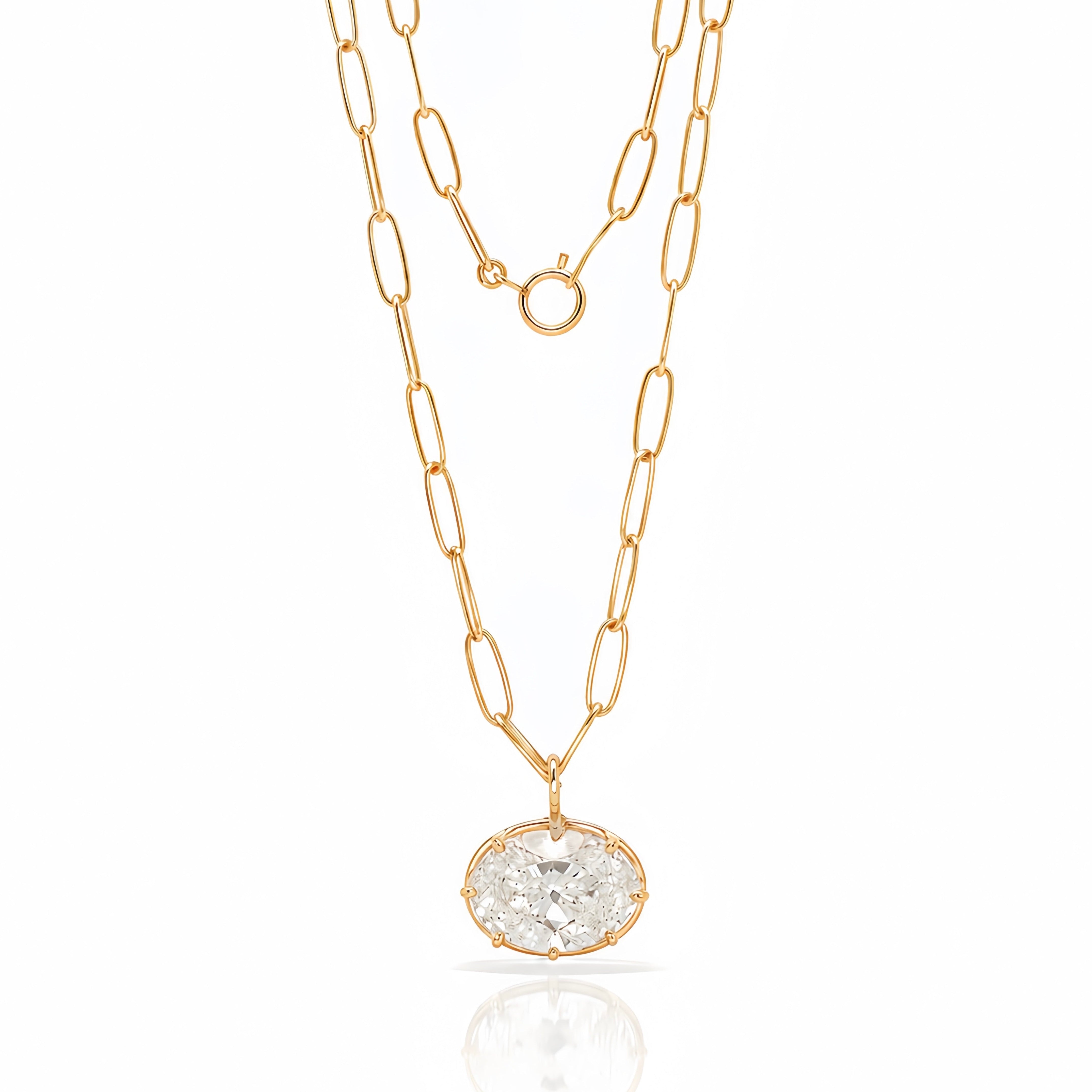 Oval Lab-Grown Diamond Paperclip Necklace In 14k